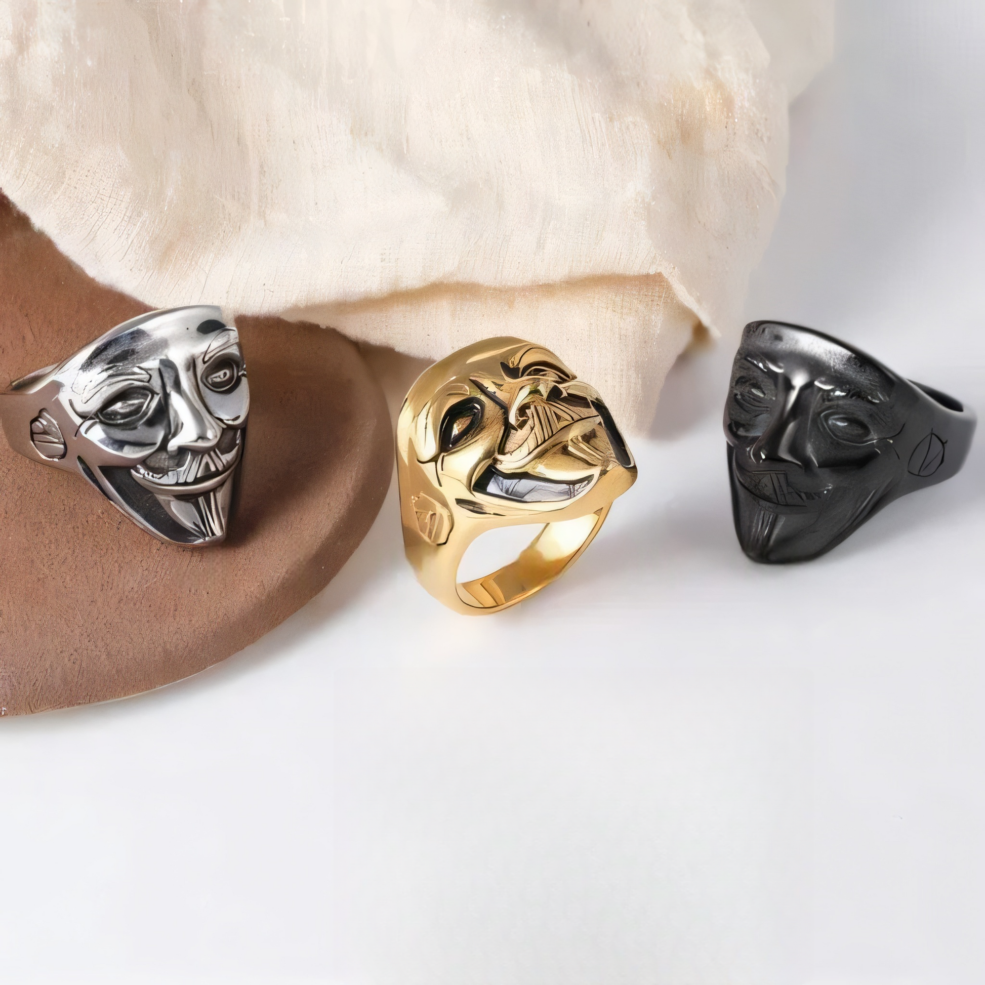 Mask Shaped Stainless Steel Ring Classic Styles for Men | DZ154