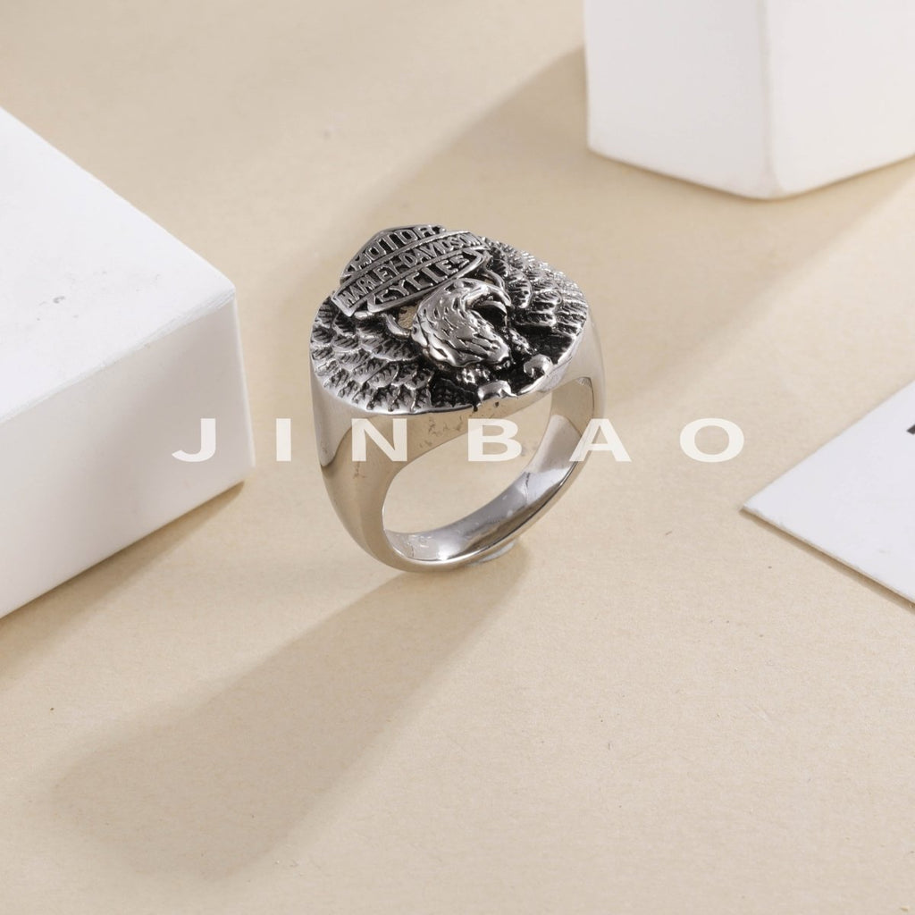 Mens Stainless Steel Eagle Ring Vintage Animal Totem Jewelry | G002351