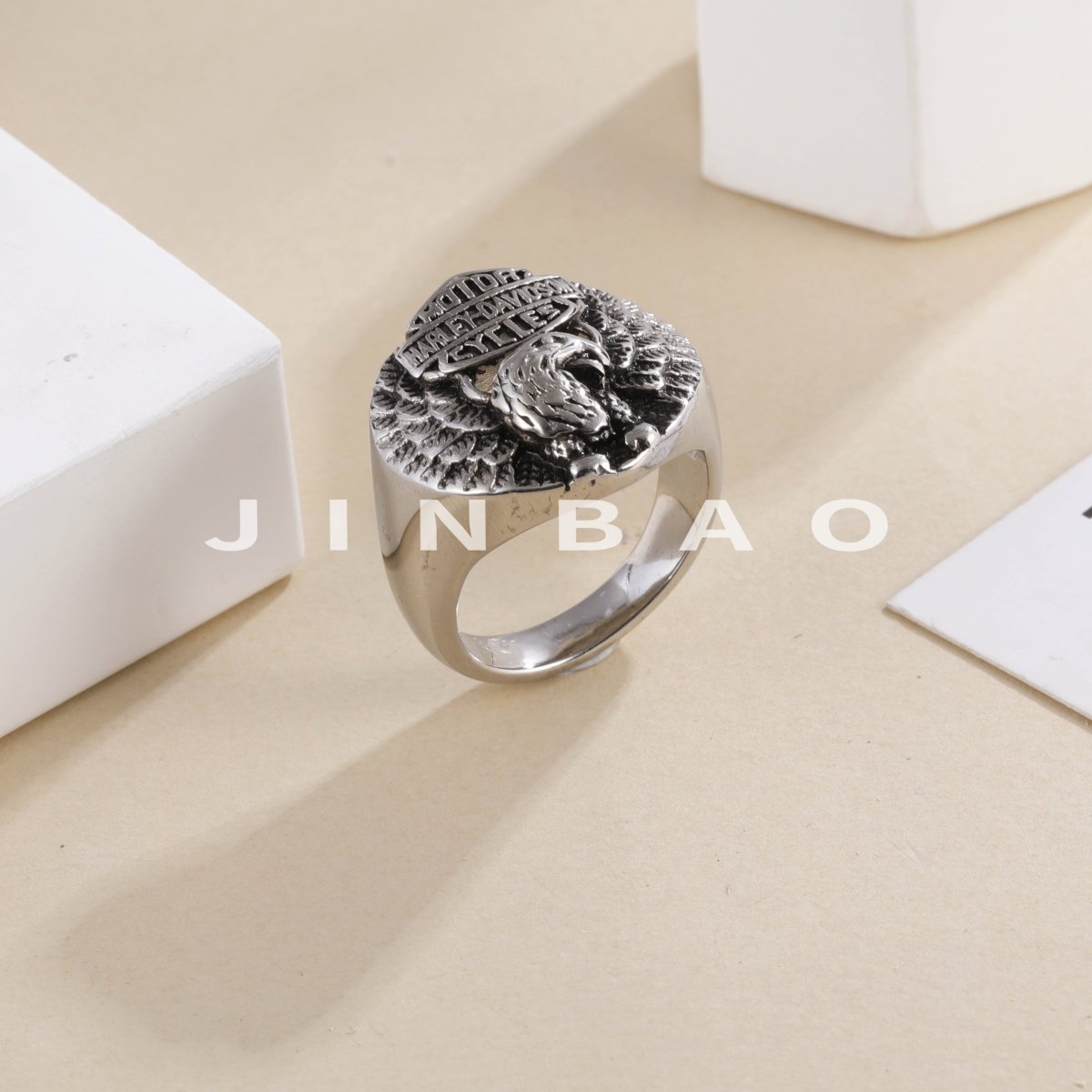Mens Stainless Steel Eagle Ring Vintage Animal Totem Jewelry | G002351