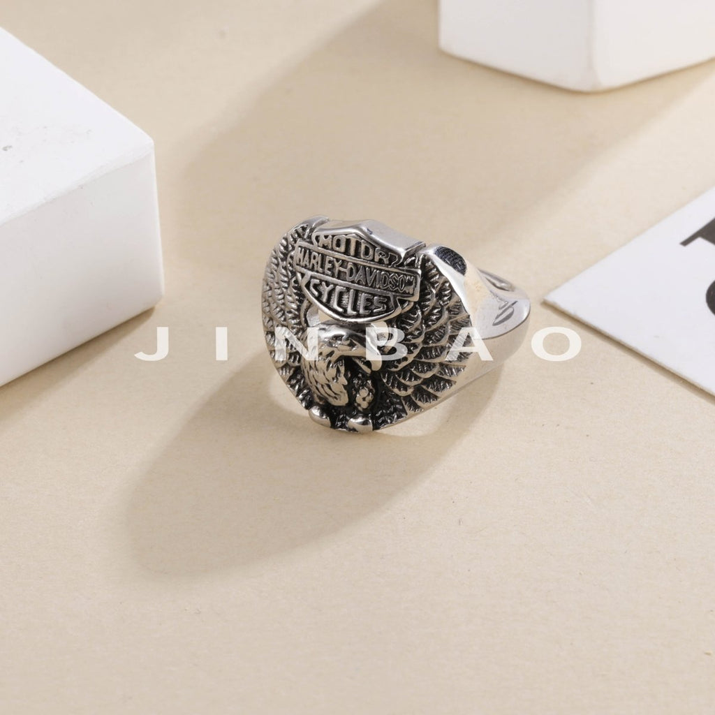 Mens Stainless Steel Eagle Ring Vintage Animal Totem Jewelry | G002351