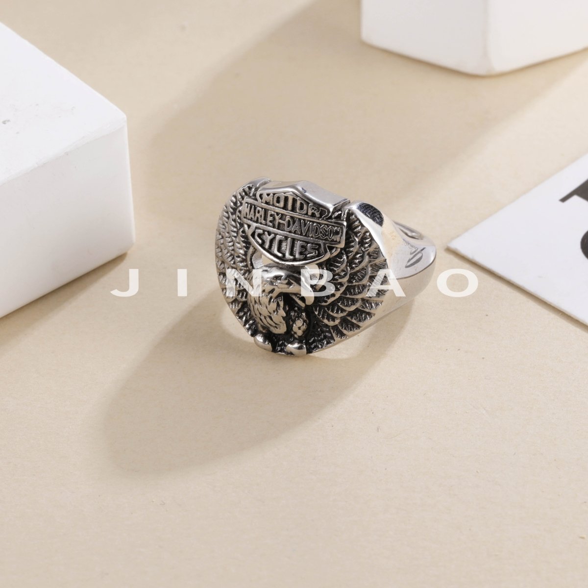 Mens Stainless Steel Eagle Ring Vintage Animal Totem Jewelry | G002351