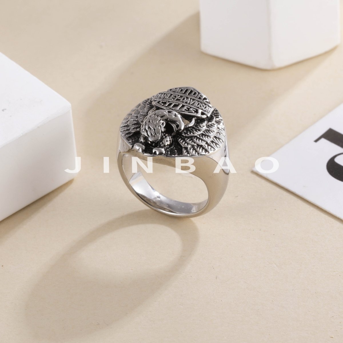 Mens Stainless Steel Eagle Ring Vintage Animal Totem Jewelry | G002351
