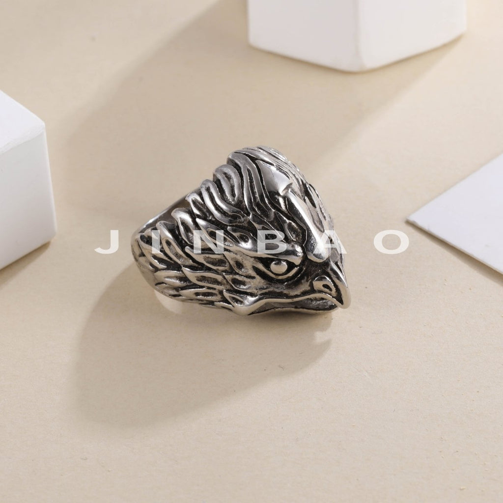 【单款】Mens Stainless Steel Eagle Ring Vintage Animal Totem Jewelry | G002725