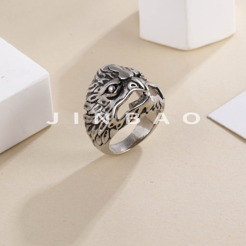 【单款】Mens Stainless Steel Eagle Ring Vintage Animal Totem Jewelry | G002725