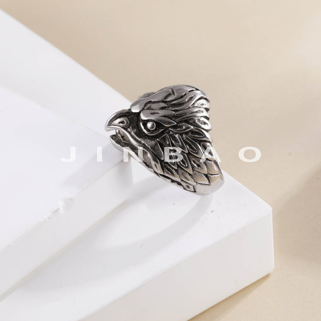 【单款】Mens Stainless Steel Eagle Ring Vintage Animal Totem Jewelry | G002725