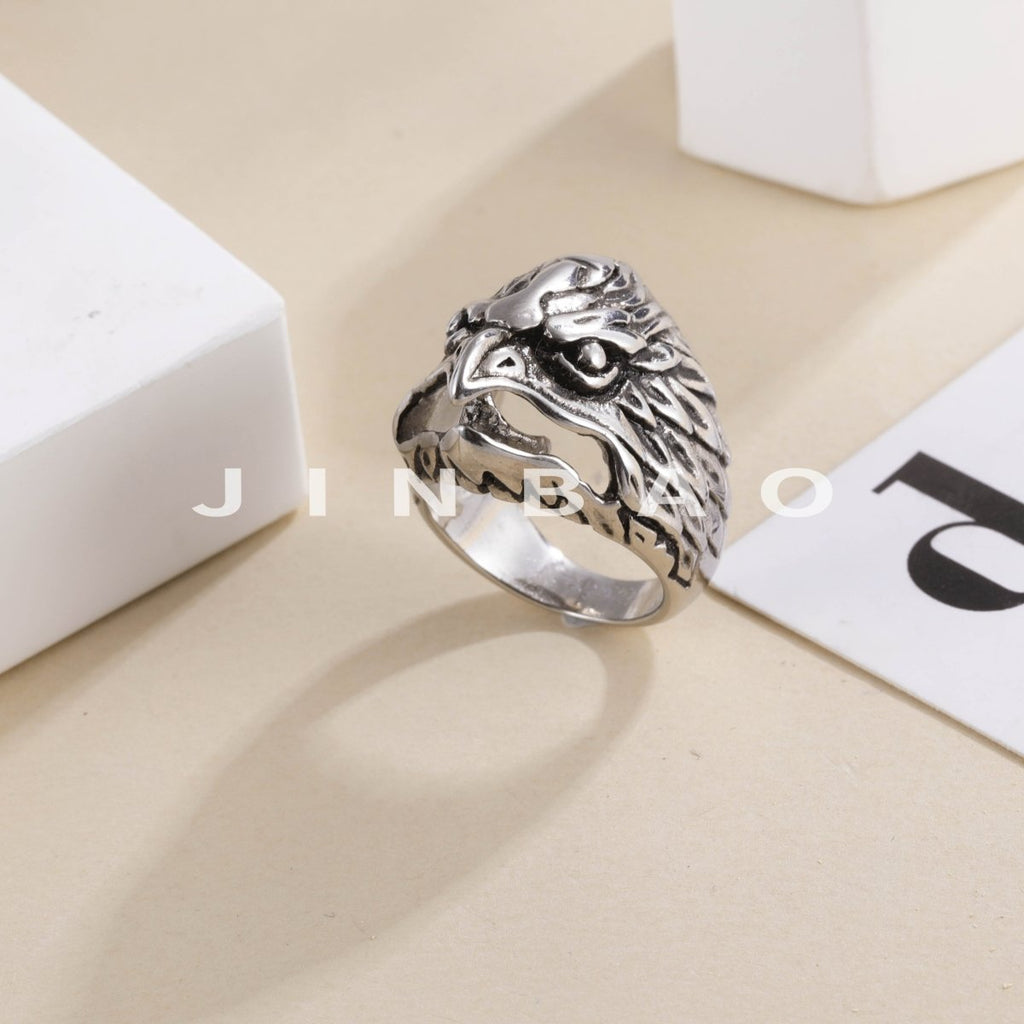 【单款】Mens Stainless Steel Eagle Ring Vintage Animal Totem Jewelry | G002725