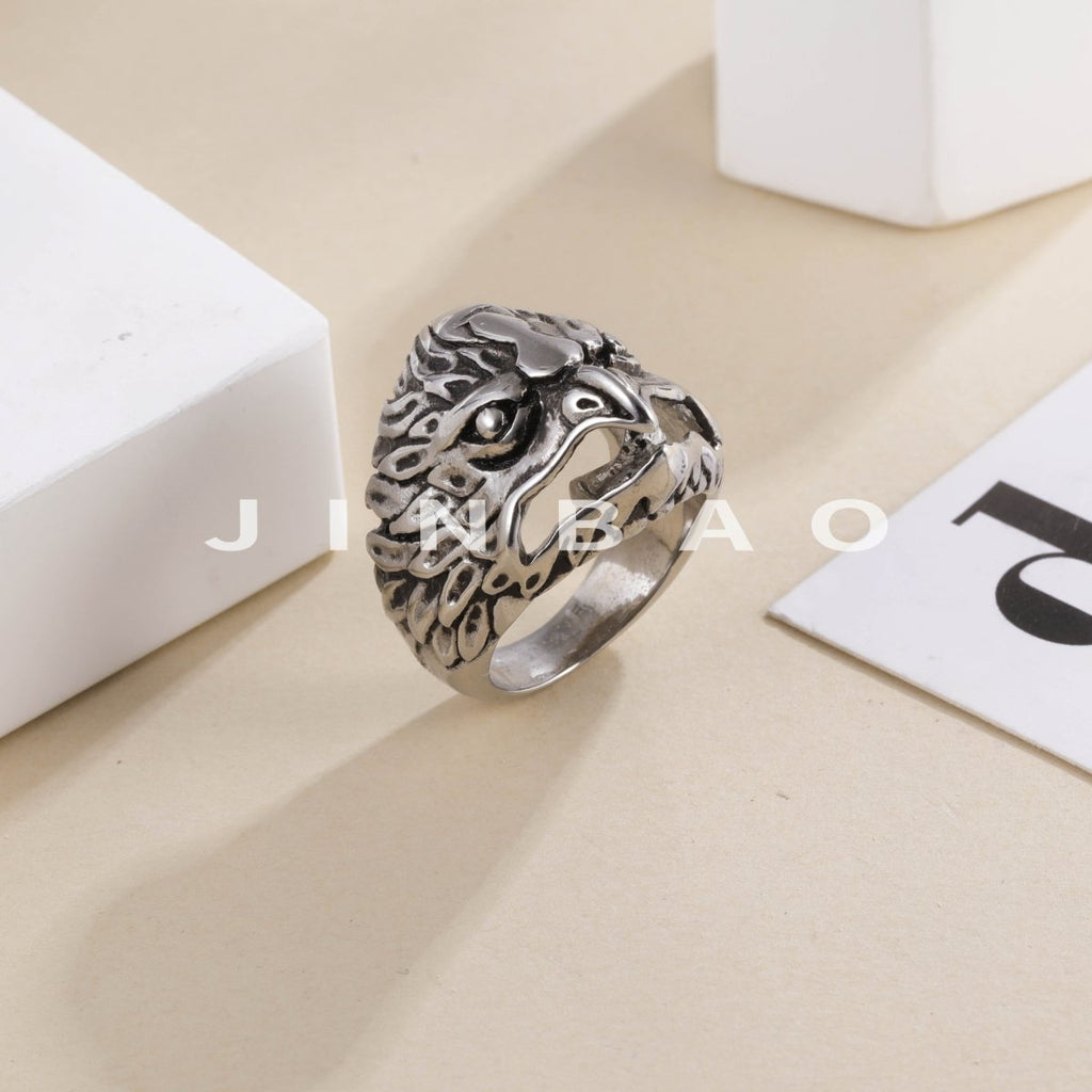 【单款】Mens Stainless Steel Eagle Ring Vintage Animal Totem Jewelry | G002725