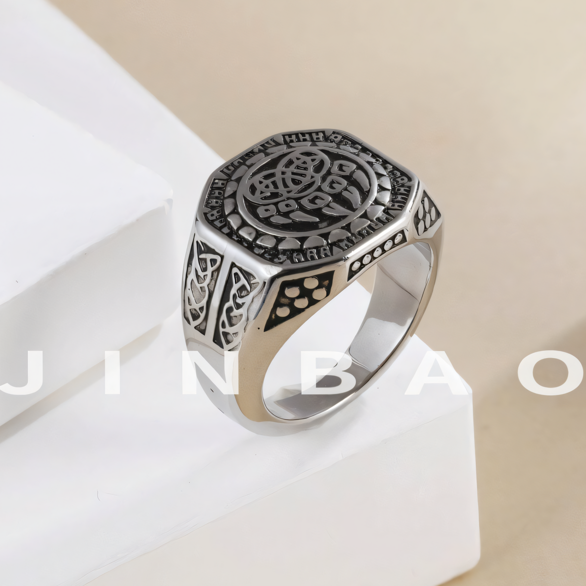 Mens Stainless Steel Norse Signet Ring Retro Jewelry | G003279