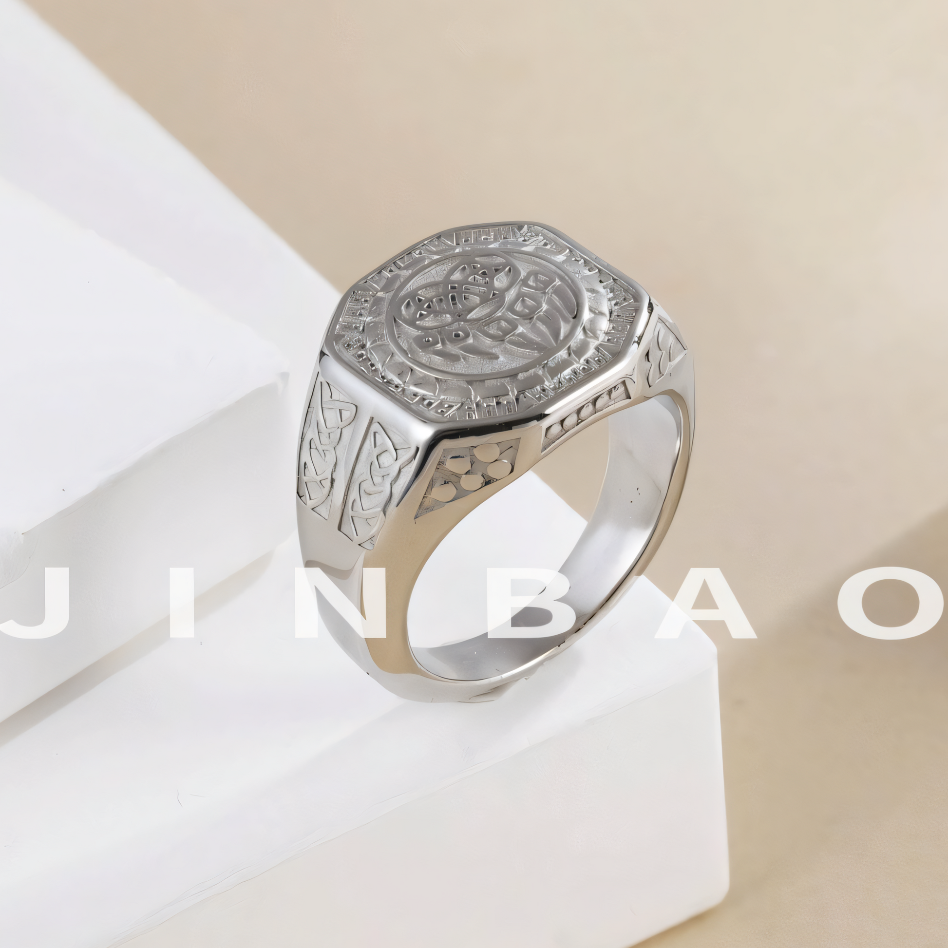 Mens Stainless Steel Norse Signet Ring Retro Jewelry | G003279