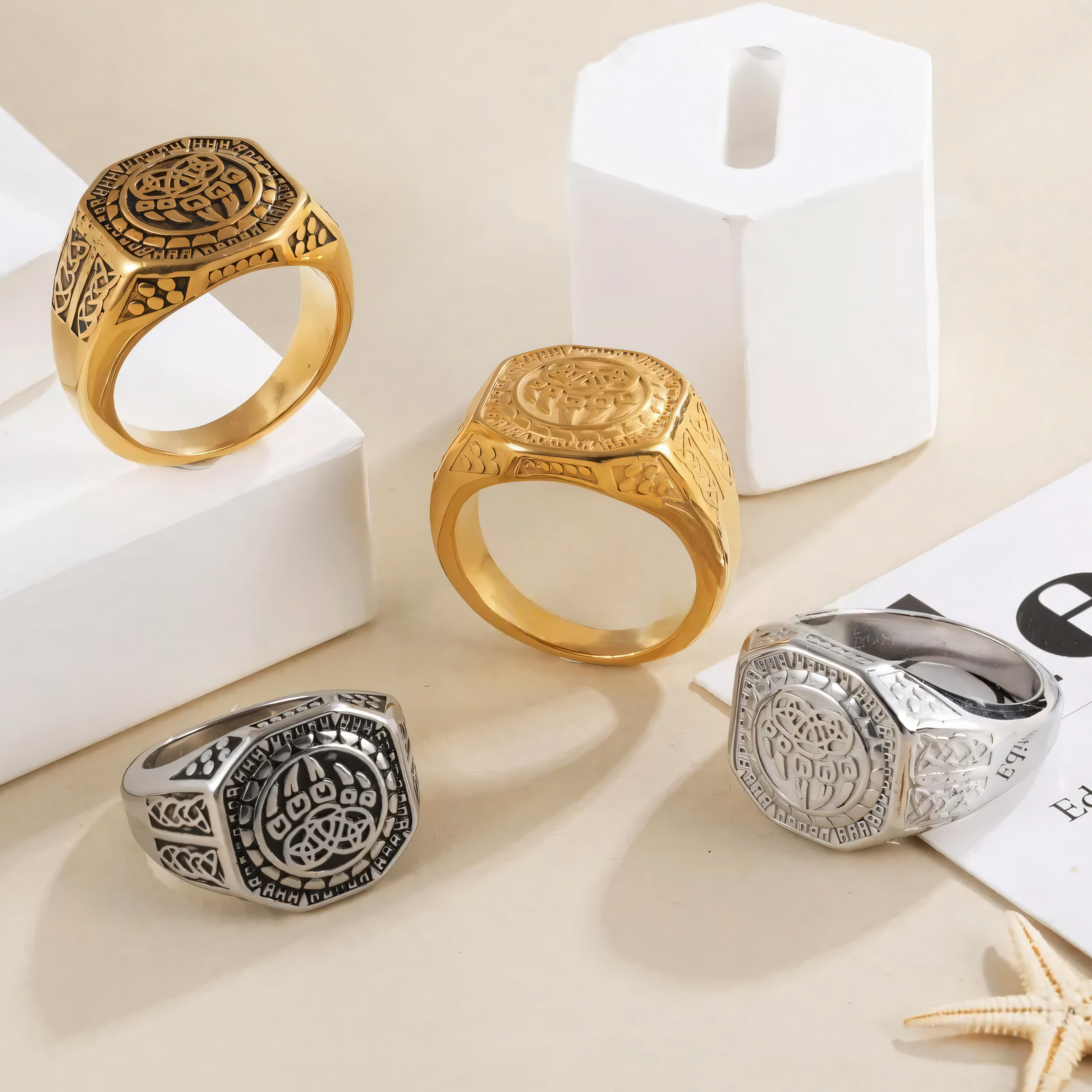 Mens Stainless Steel Norse Signet Ring Retro Jewelry | G003279