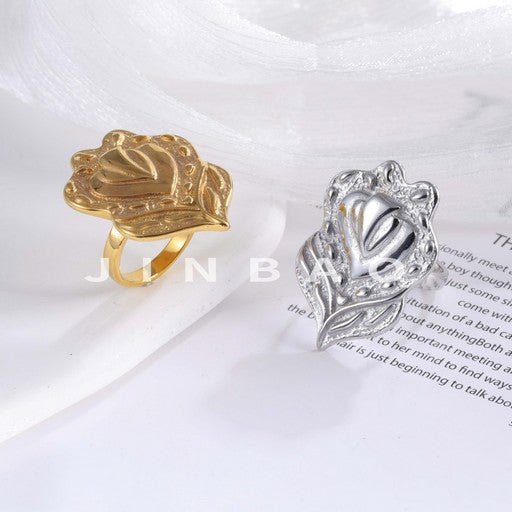 Minimalist Leaf-Shaped Stainless Steel Ring for Women | G003600