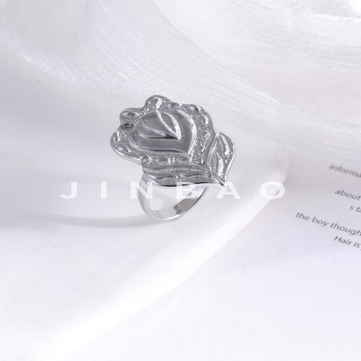 Minimalist Leaf-Shaped Stainless Steel Ring for Women | G003600