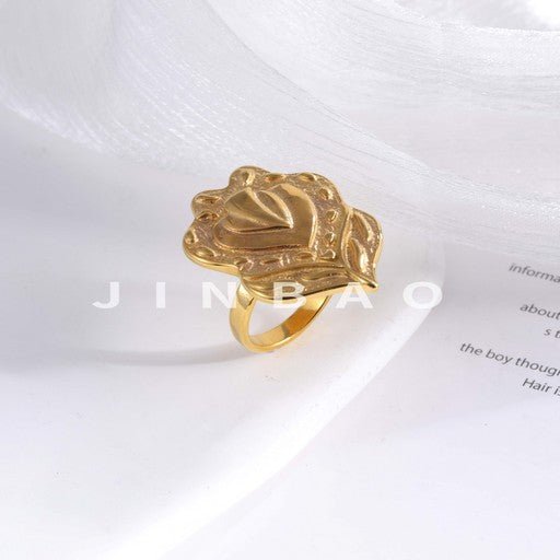 Minimalist Leaf-Shaped Stainless Steel Ring for Women | G003600