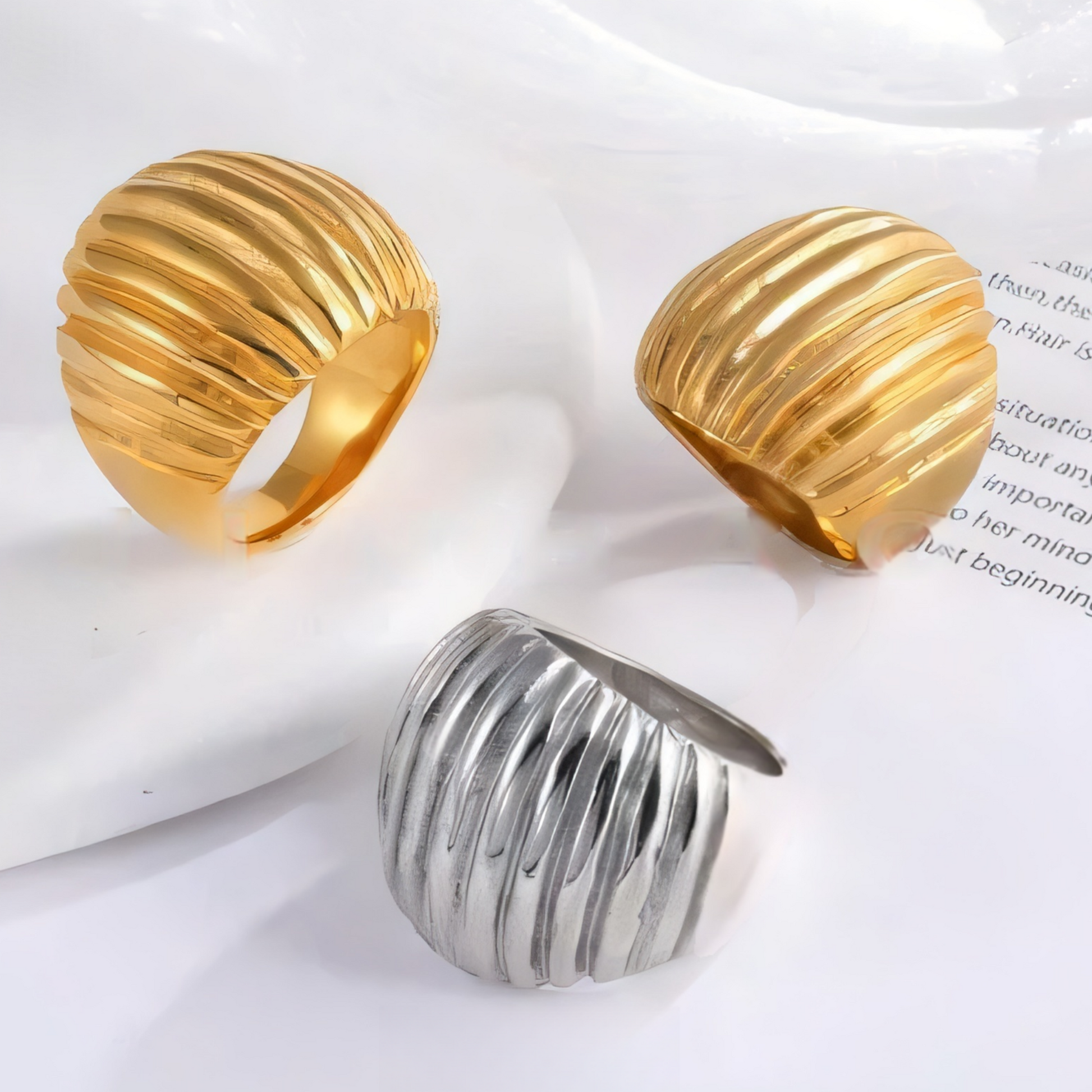 Minimalist Stainless Steel Ripple Ring Classic Fashion Women Ring | G00341