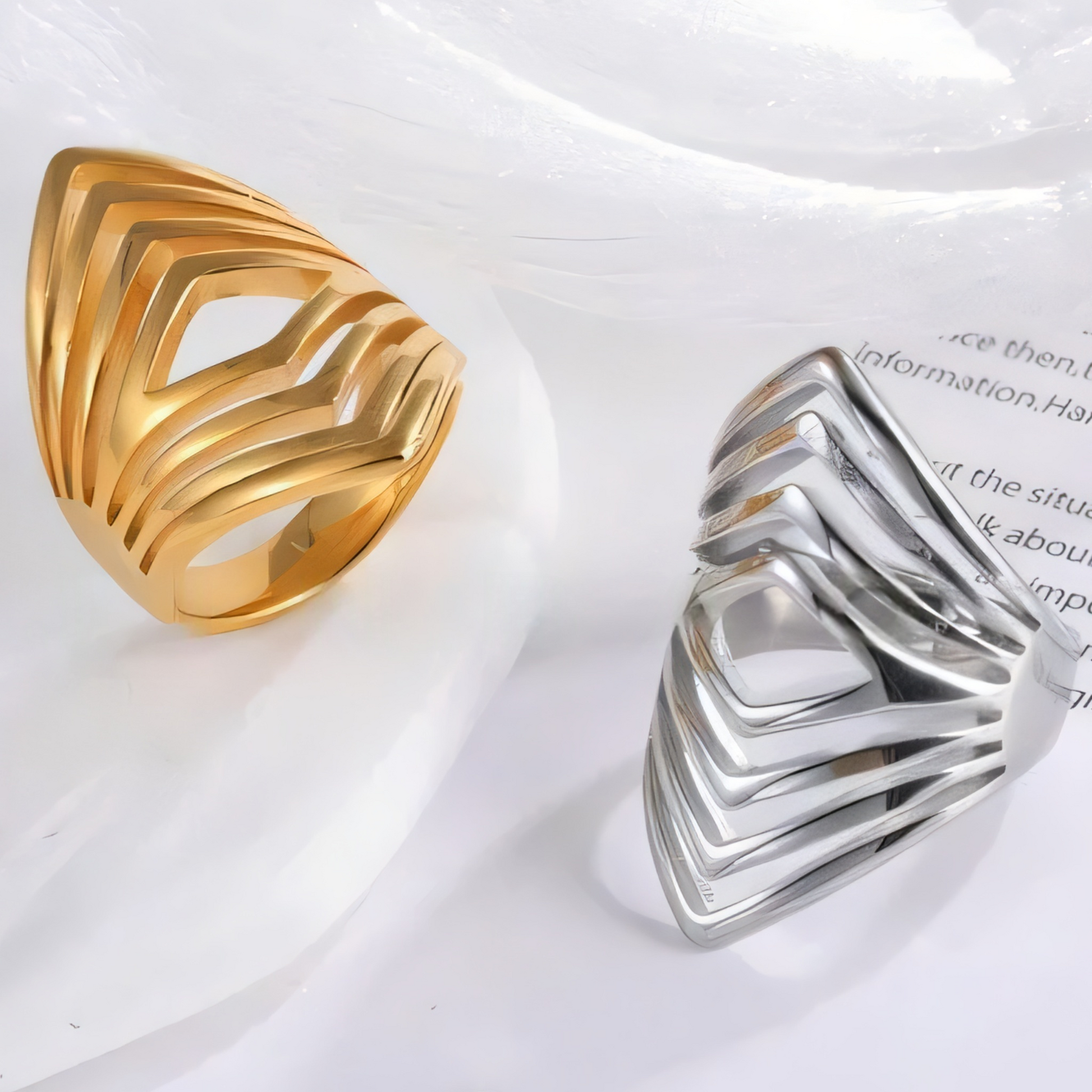 Minimalist Stripe Stainless Steel Ring Golden and Silver Design for Women | DZ448