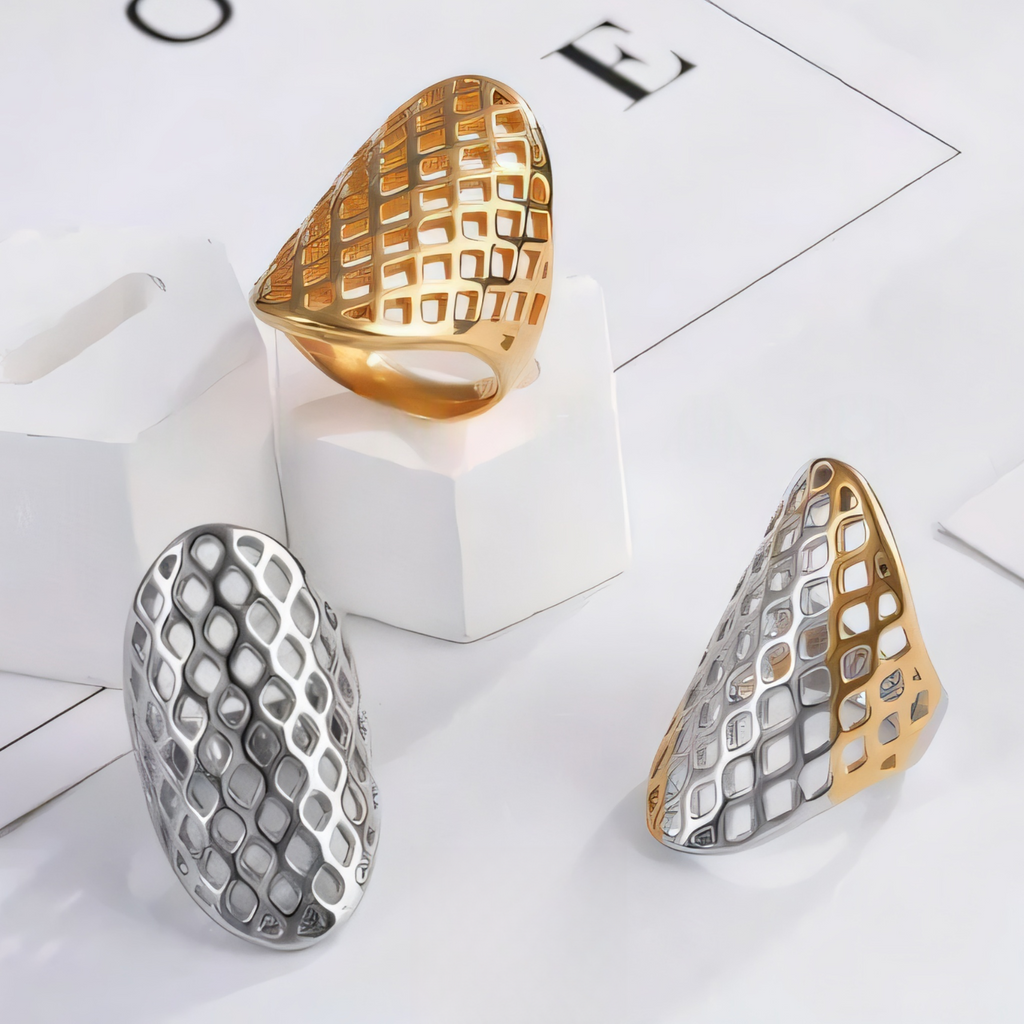 Minimalist Vintage Hollow Honeycomb Ring for Women | G003993