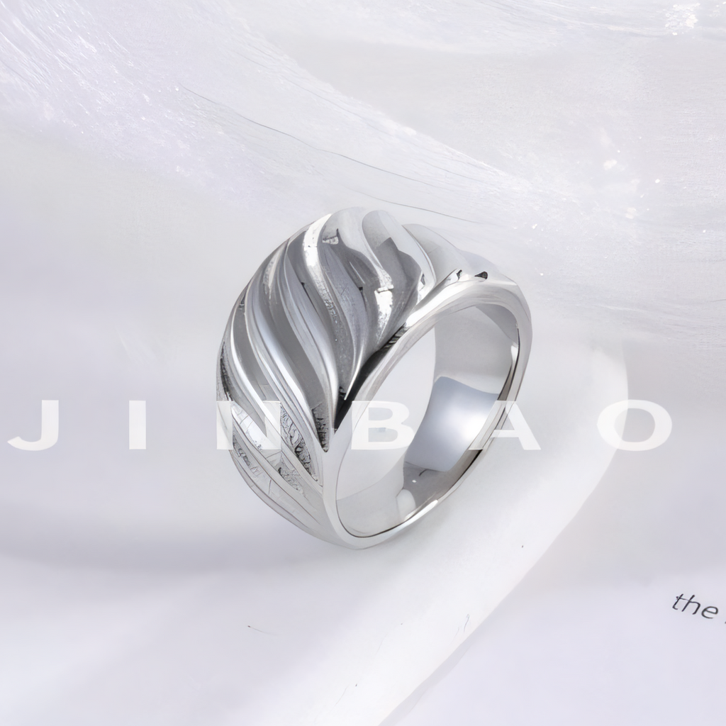 Minimalist Wave Ring Women's Two-Tone Gold & Silver Stainless Steel Ring | G00643