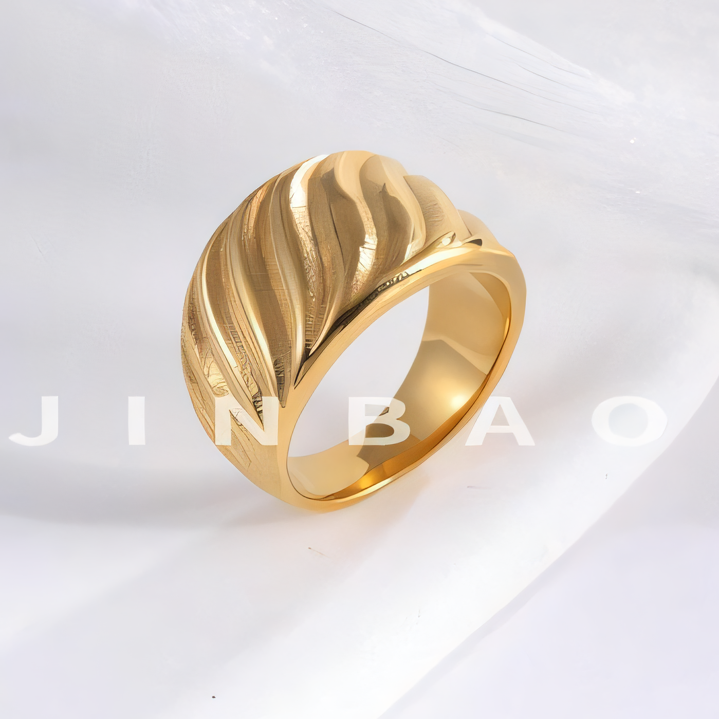 Minimalist Wave Ring Women's Two-Tone Gold & Silver Stainless Steel Ring | G00643