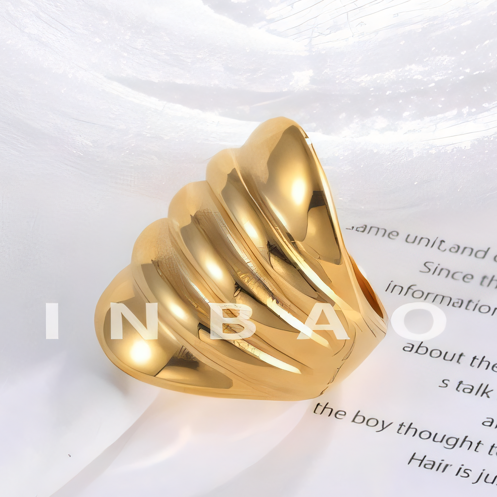 Minimalist Wavy Design Stainless Steel Ring Golden and Silver Styles for Women | G00717G