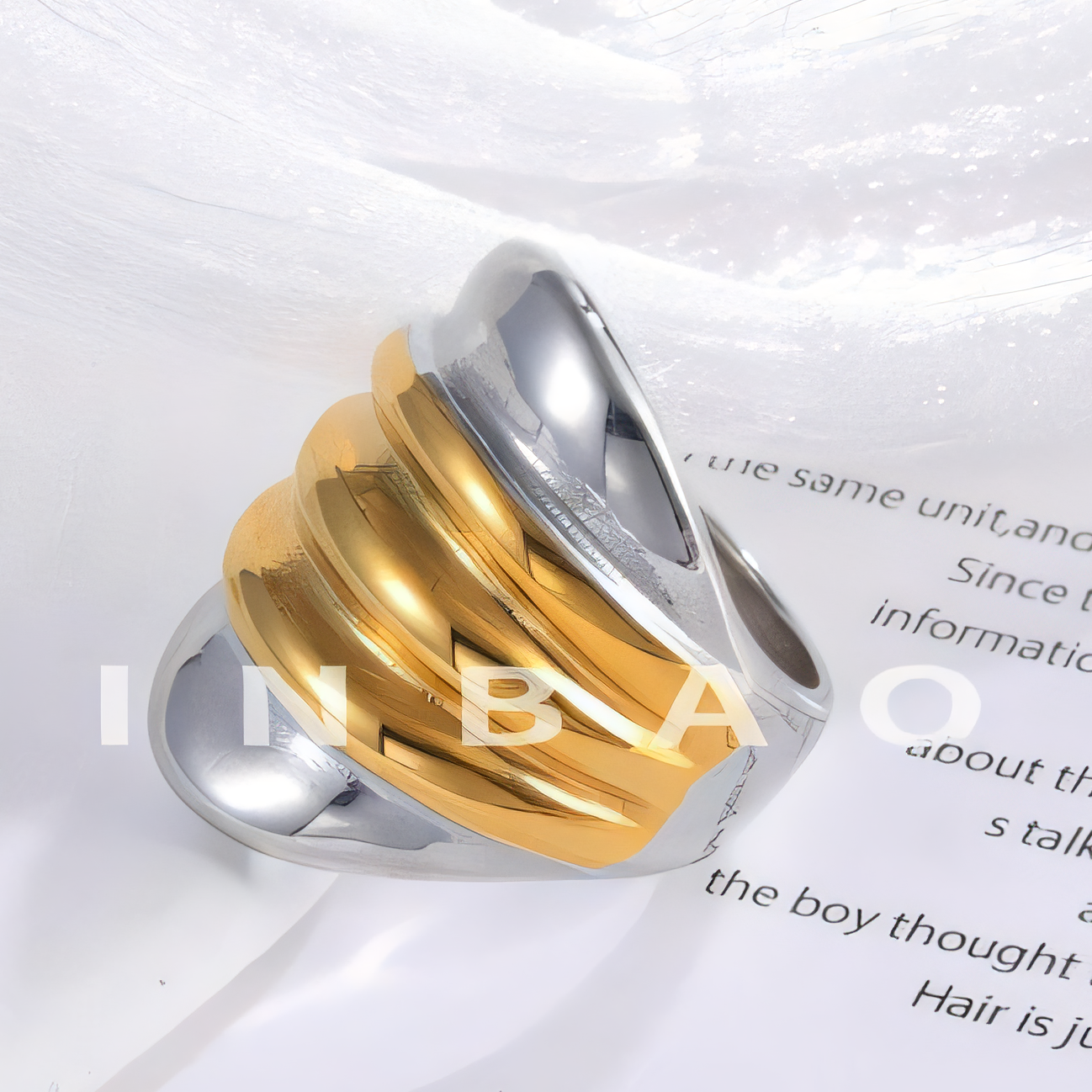 Minimalist Wavy Design Stainless Steel Ring Golden and Silver Styles for Women | G00717G