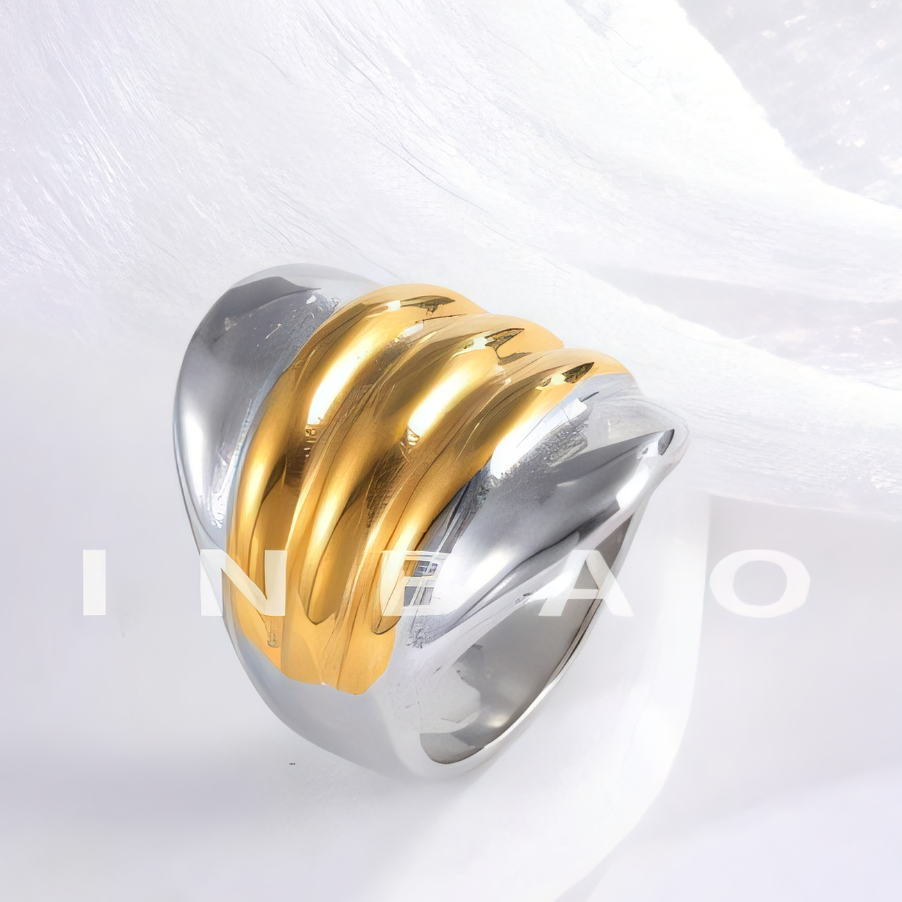 Minimalist Wavy Design Stainless Steel Ring Golden and Silver Styles for Women | G00717G