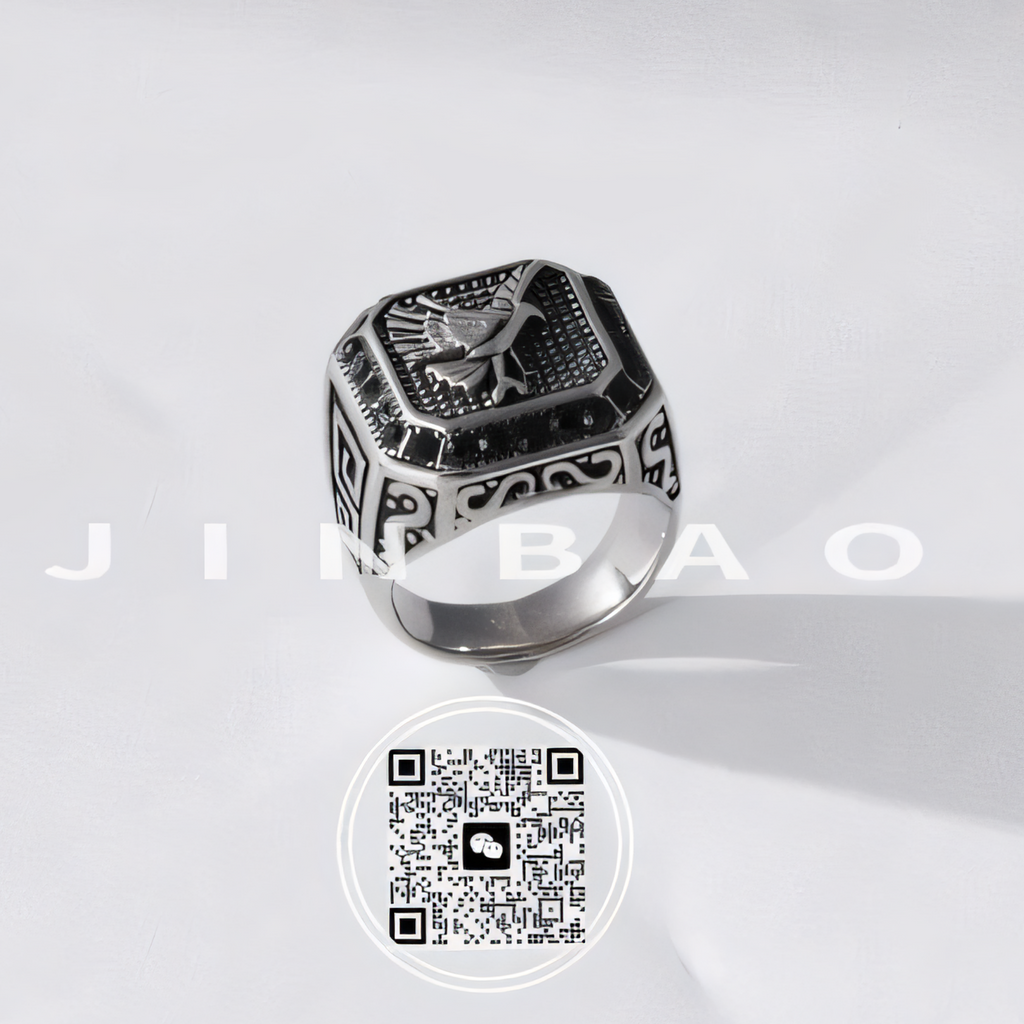 Men's stainless steel ring with vintage bird pattern | G00428