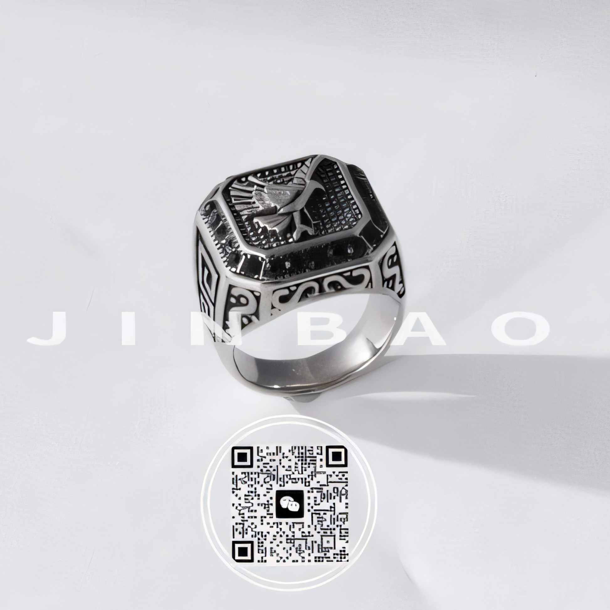 Men's stainless steel ring with vintage bird pattern | G00428