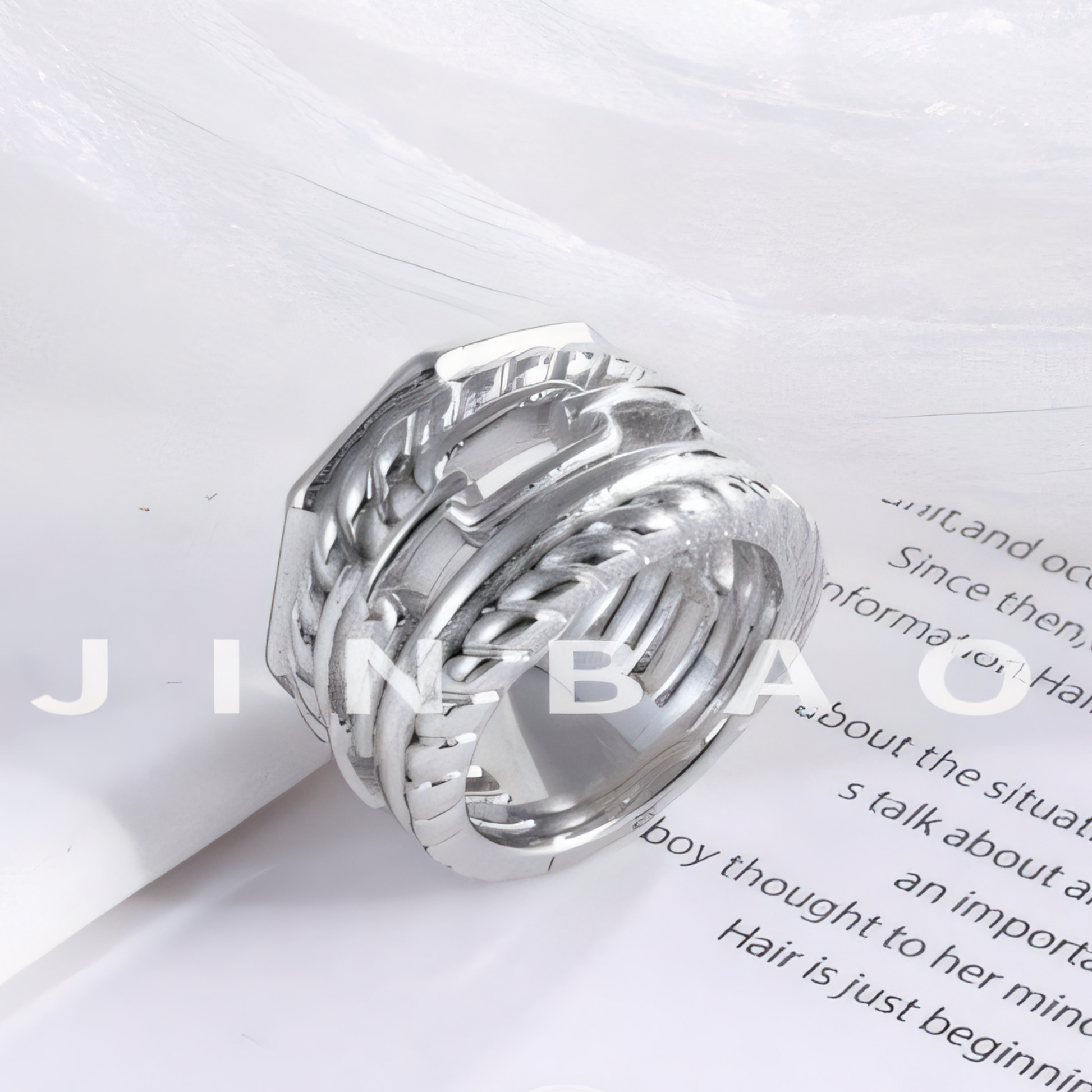 Modern Chain Stainless Steel Ring Golden and Silver Intertwined Design Unisex | G00131