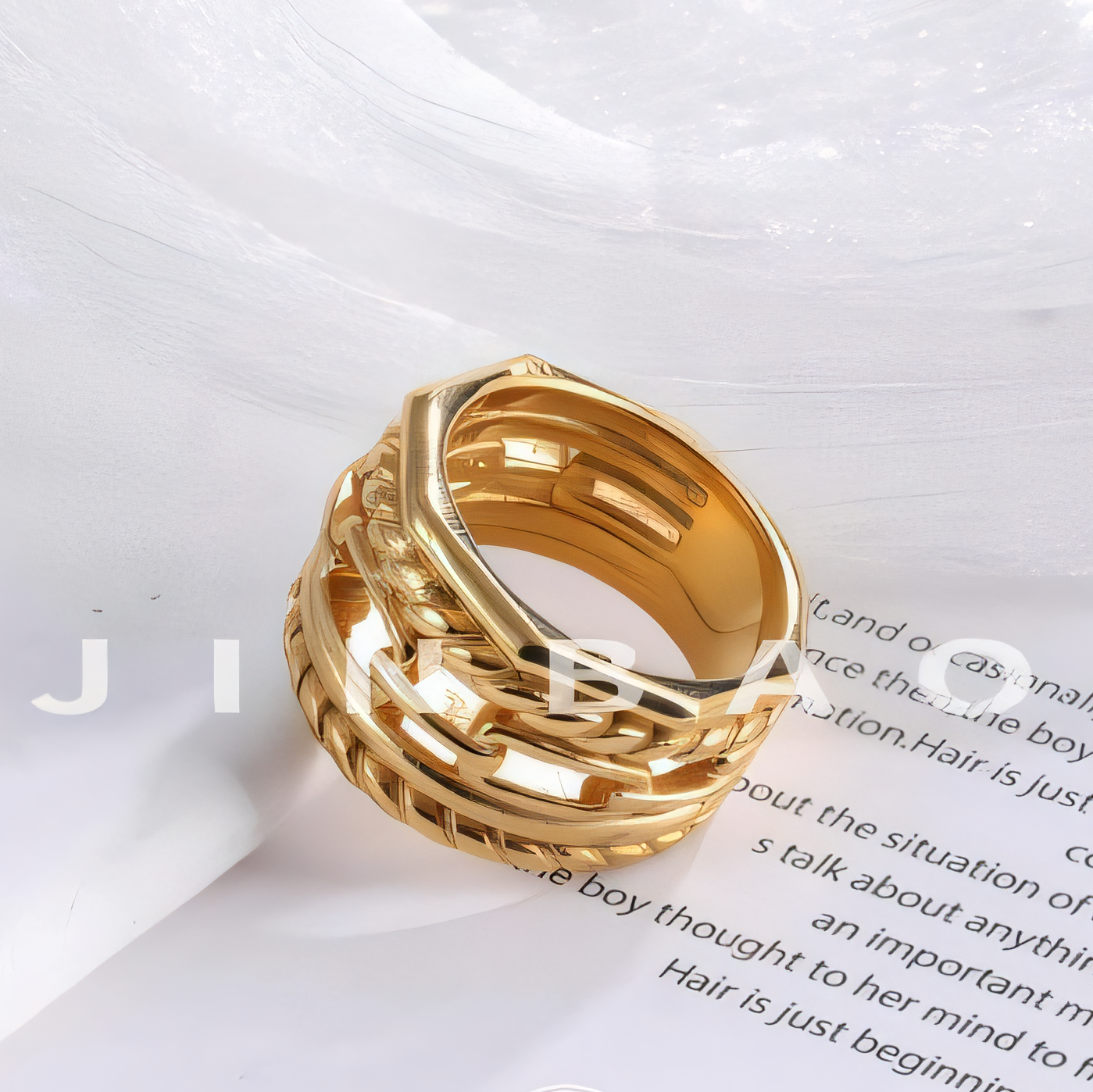 Modern Chain Stainless Steel Ring Golden and Silver Intertwined Design Unisex | G00131