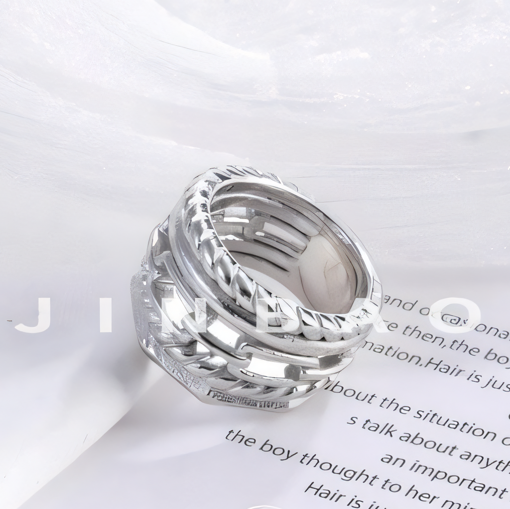Modern Chain Stainless Steel Ring Golden and Silver Intertwined Design Unisex | G00131