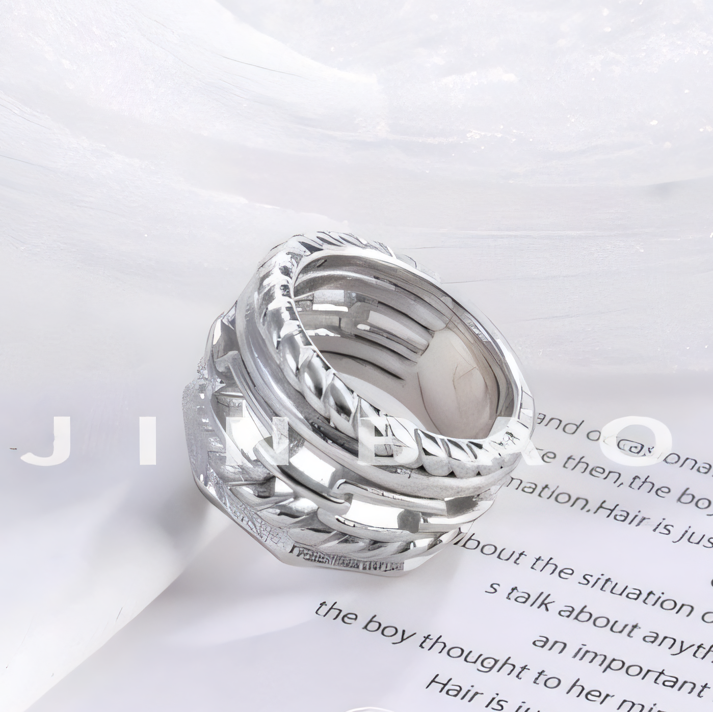 Modern Chain Stainless Steel Ring Golden and Silver Intertwined Design Unisex | G00131