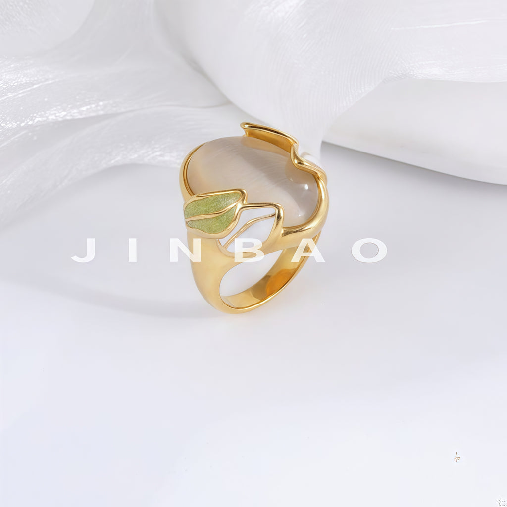 Modern Colorful Gemstone Stainless Steel Ring for Women | G004469
