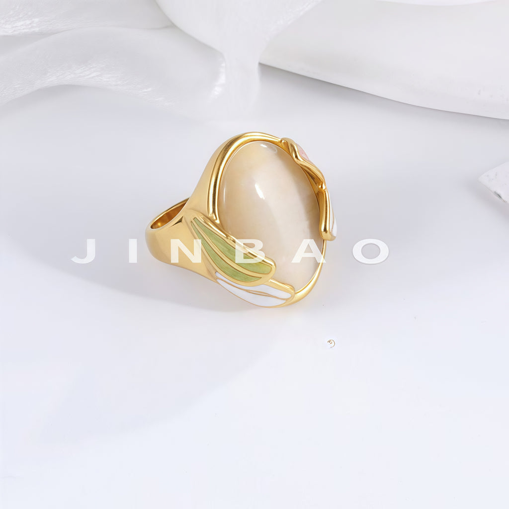 Modern Colorful Gemstone Stainless Steel Ring for Women | G004469