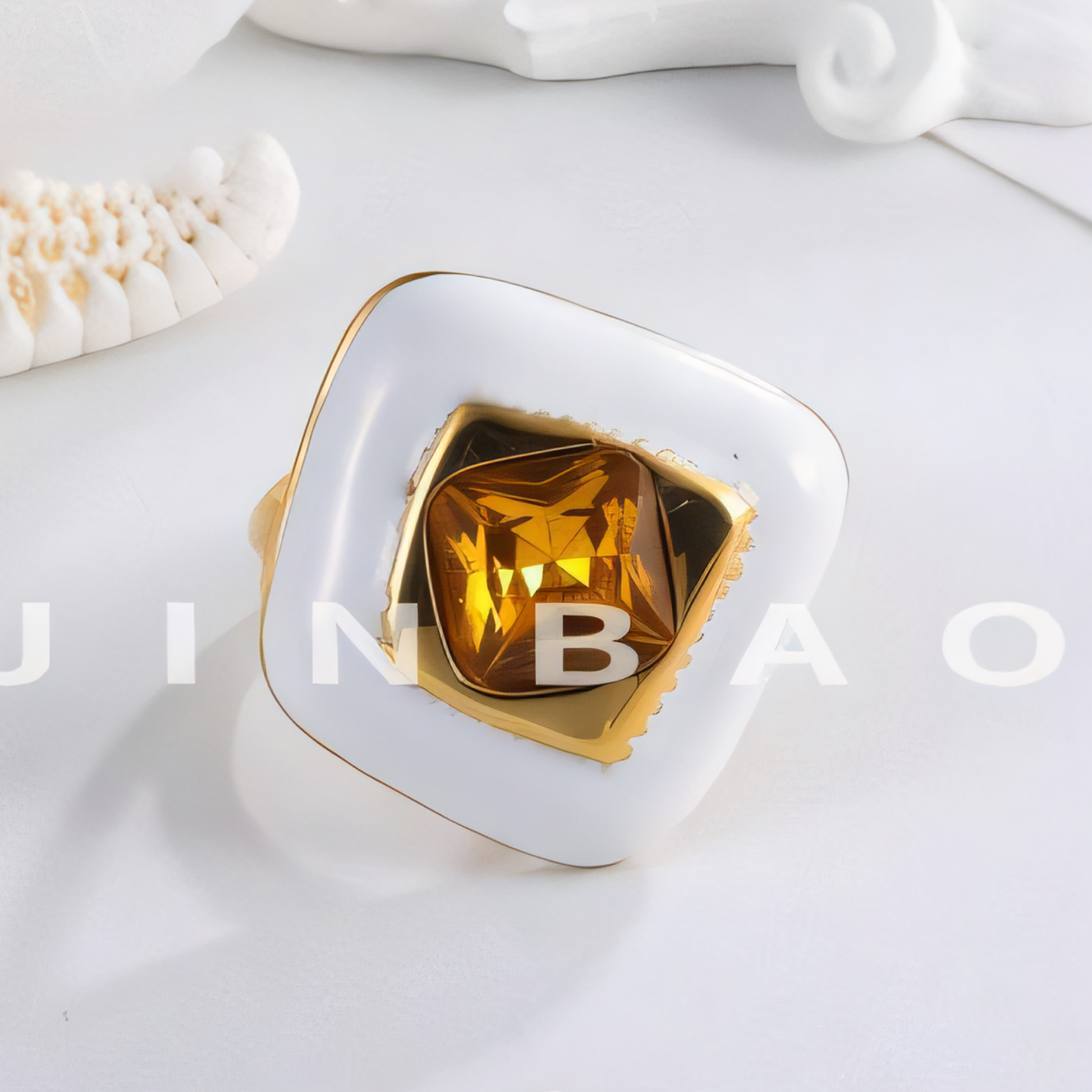Modern Gemstone Ring with White and Gold Design for Women | G004466