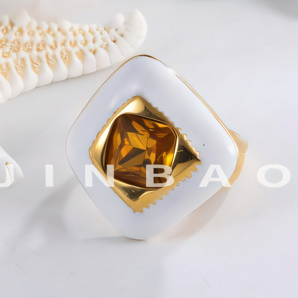 Modern Gemstone Ring with White and Gold Design for Women | G004466