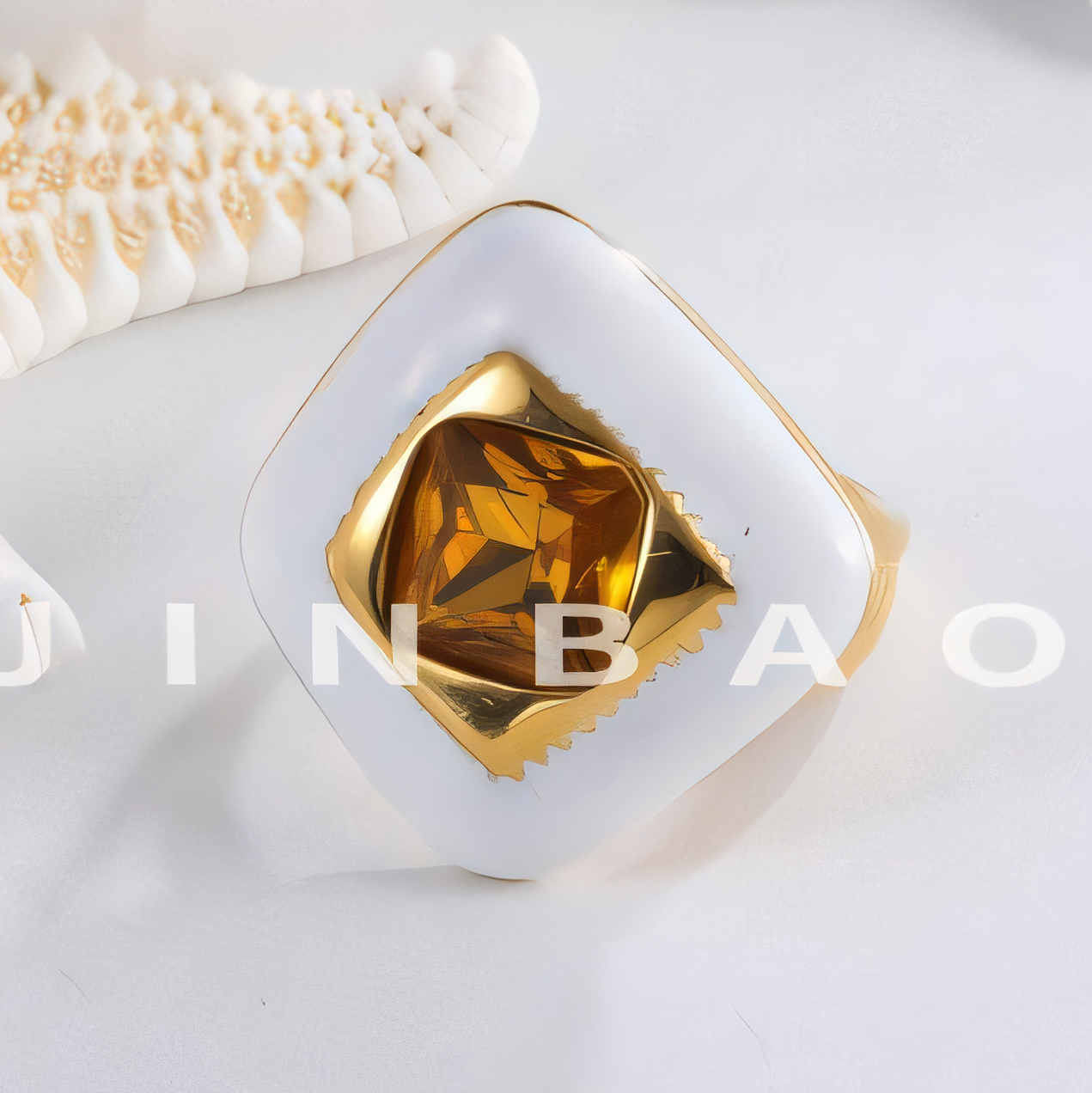 Modern Gemstone Ring with White and Gold Design for Women | G004466