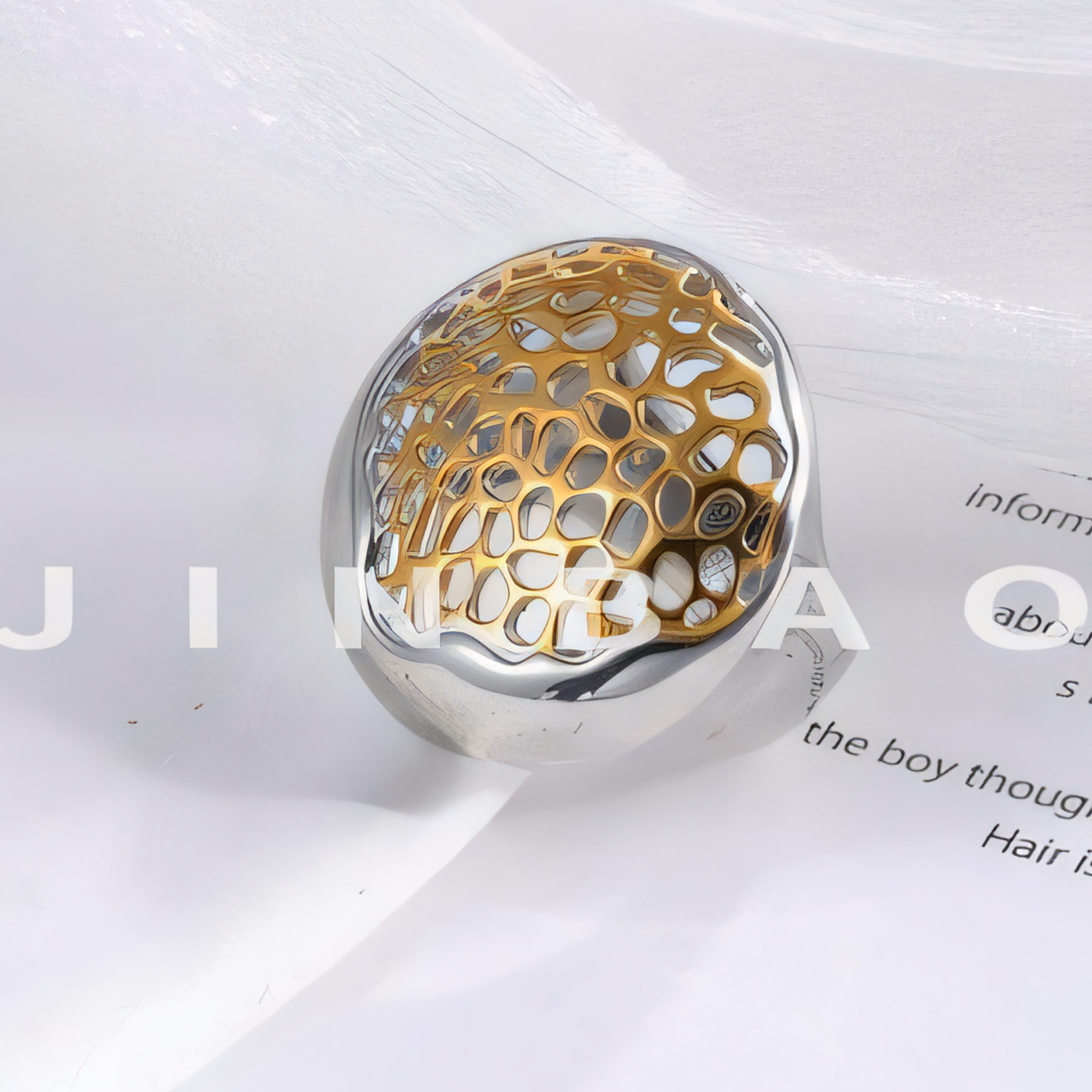 Honeycomb design stainless steel ring Women's ring | ML073