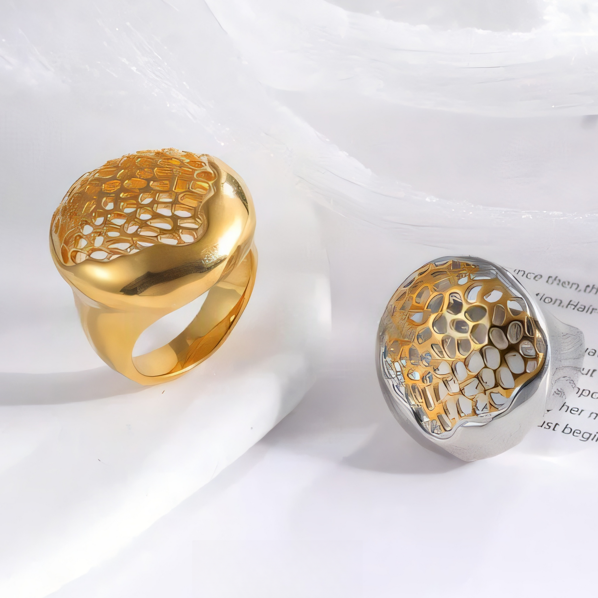 Honeycomb design stainless steel ring Women's ring | ML073