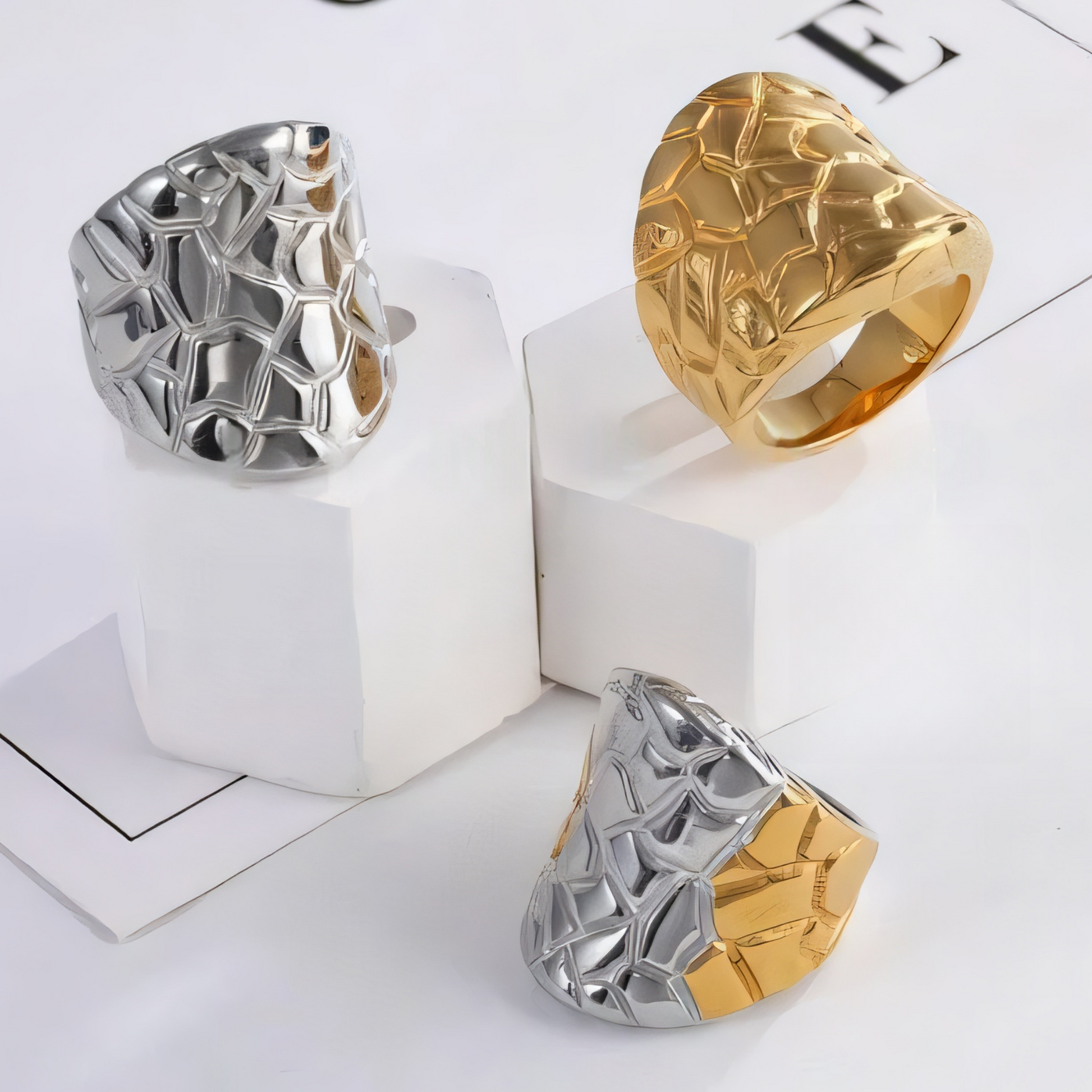 Modern Honeycomb Pattern Stainless Steel Ring Women's Ring | ML0125