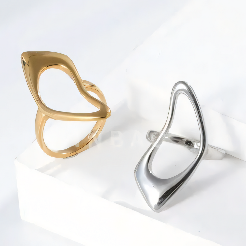 Modern Intertwined Stainless Steel Ring Elegant Design for Women | G002235