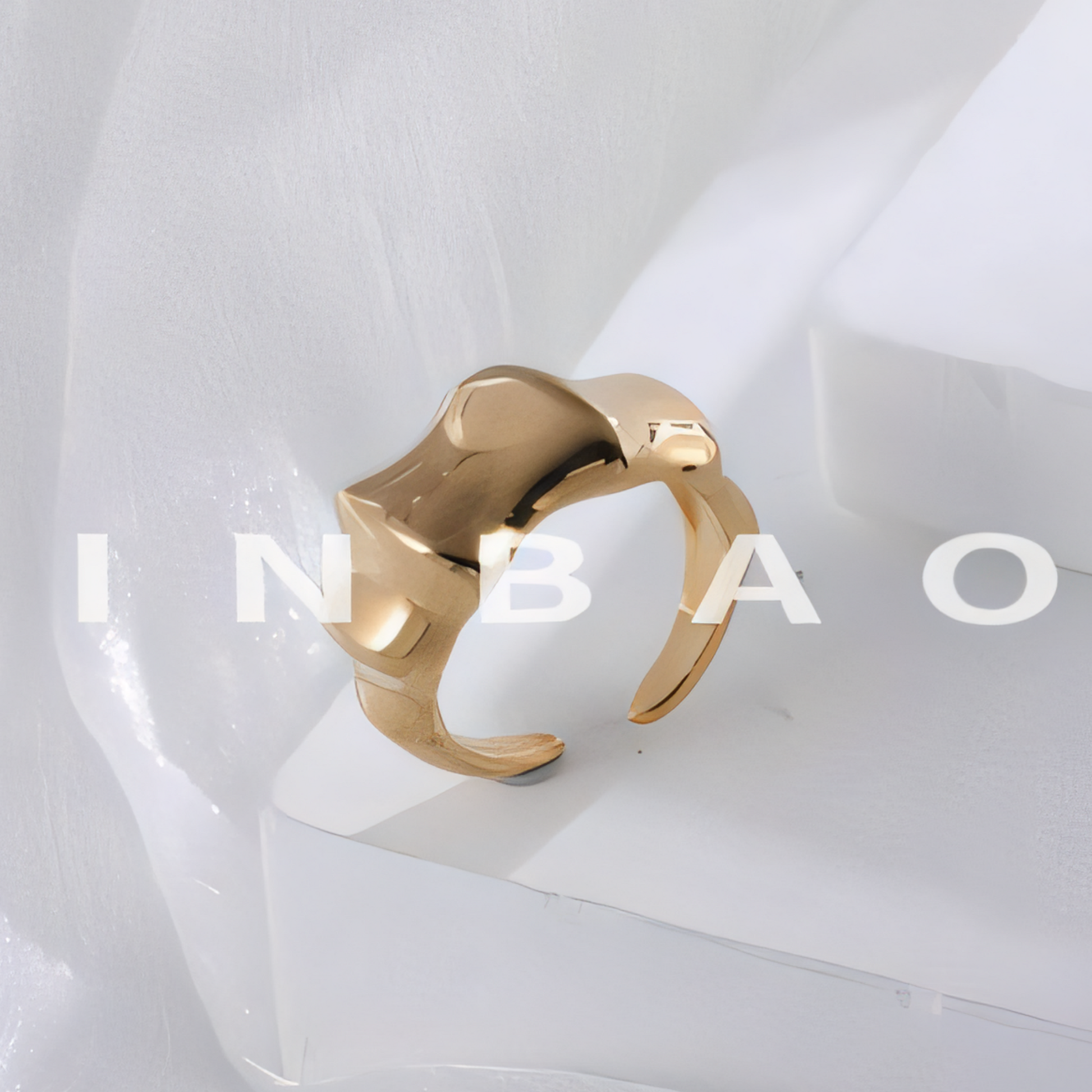 Modern Minimalist Stainless Steel Ring Women's 3D Streamlined Design | N001586