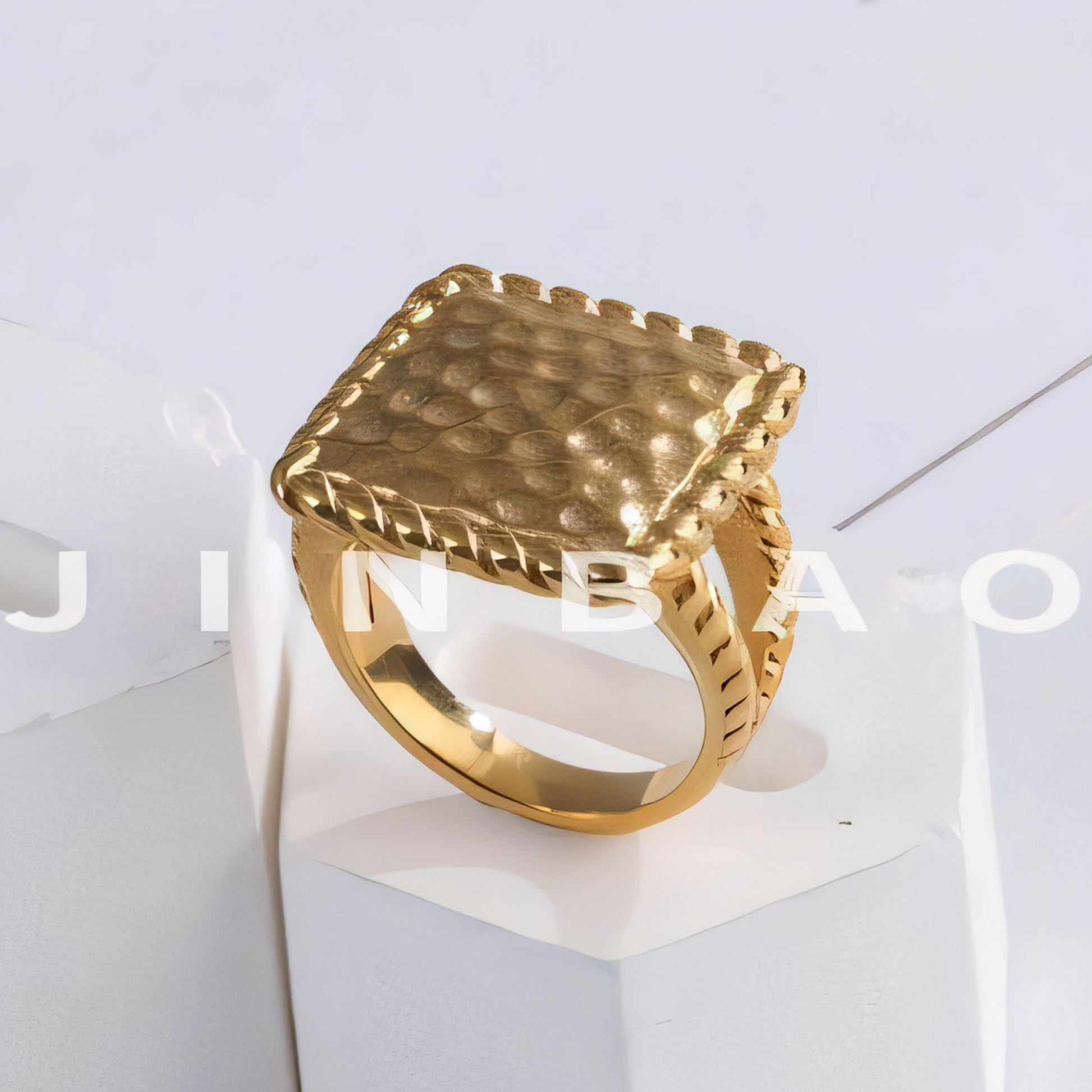 Modern Square Hammered Stainless Steel Ring Simple and Fashionable for Women | G003406