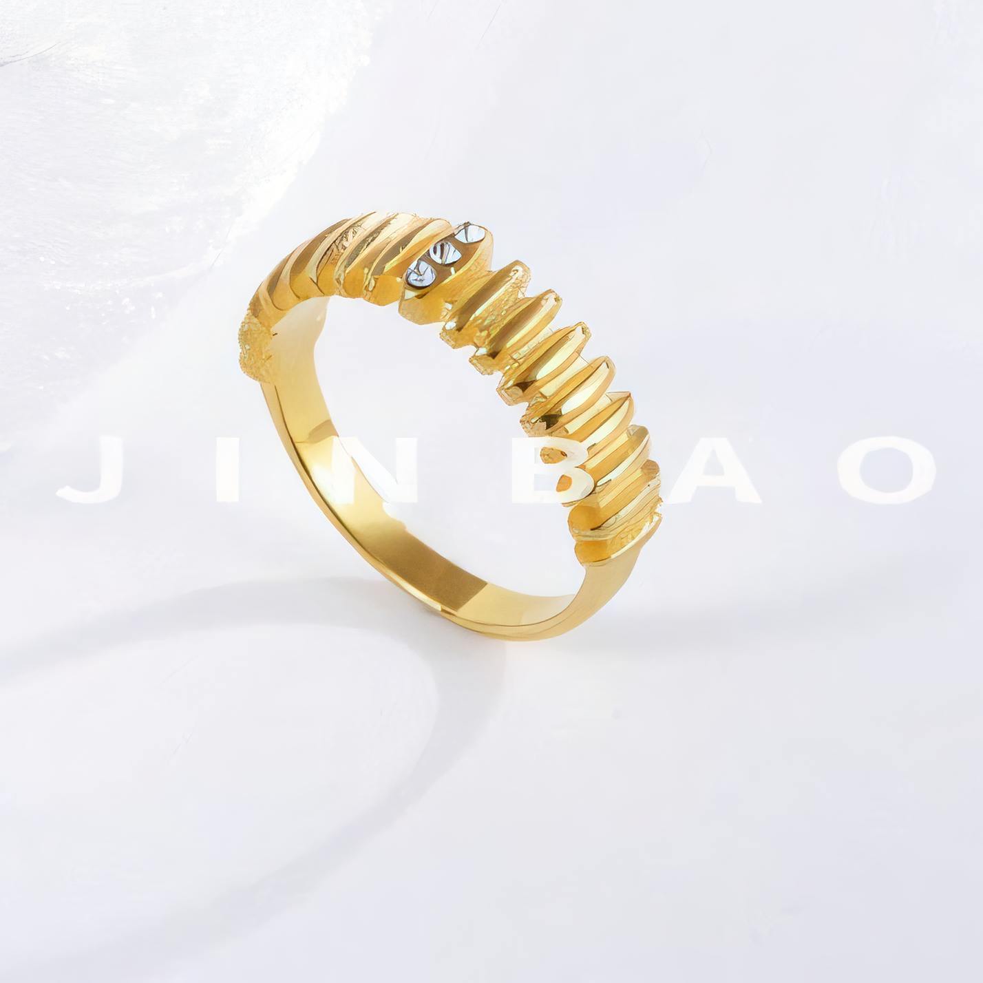 Stainless steel inlaid brick texture ring women's ring | N001500
