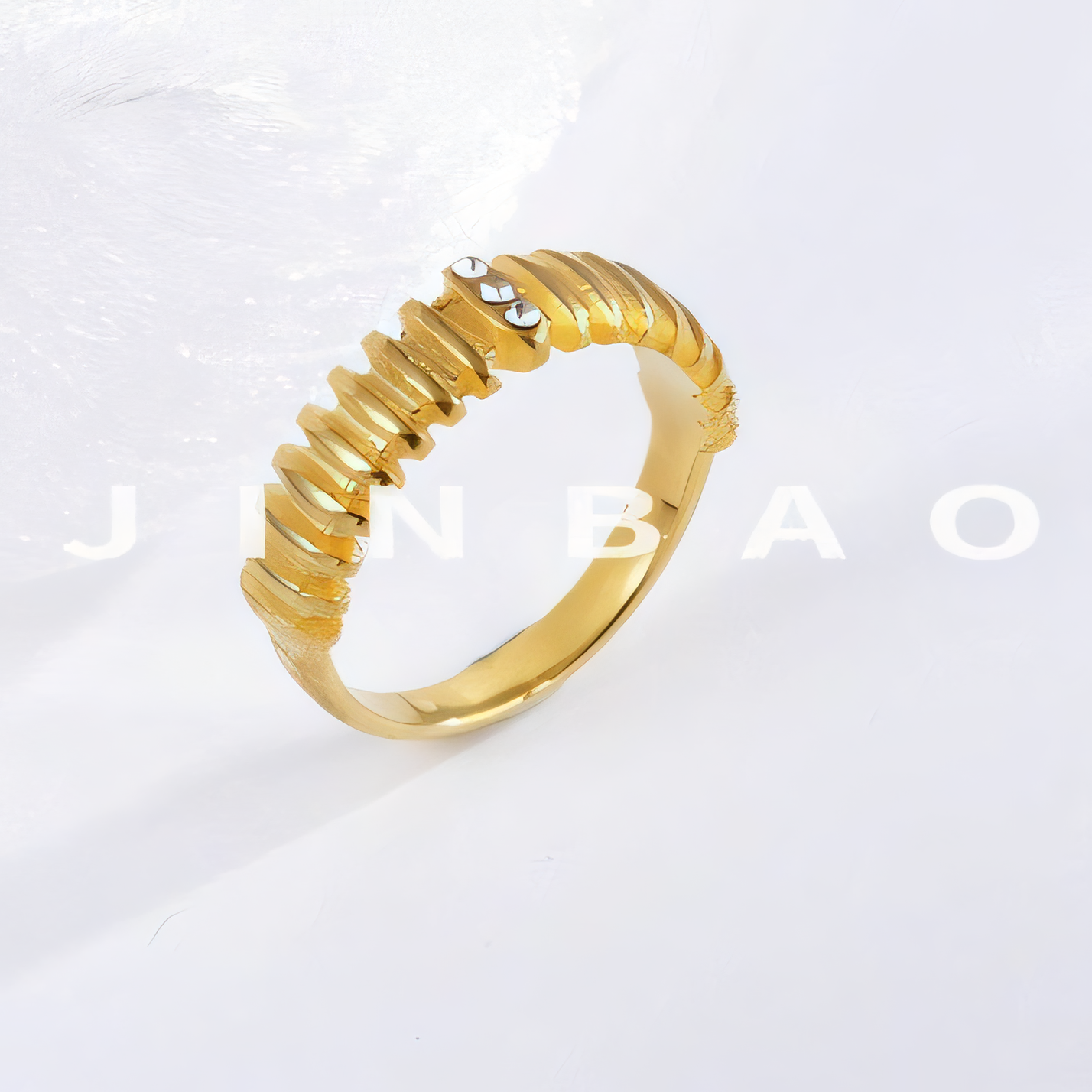 Stainless steel inlaid brick texture ring women's ring | N001500