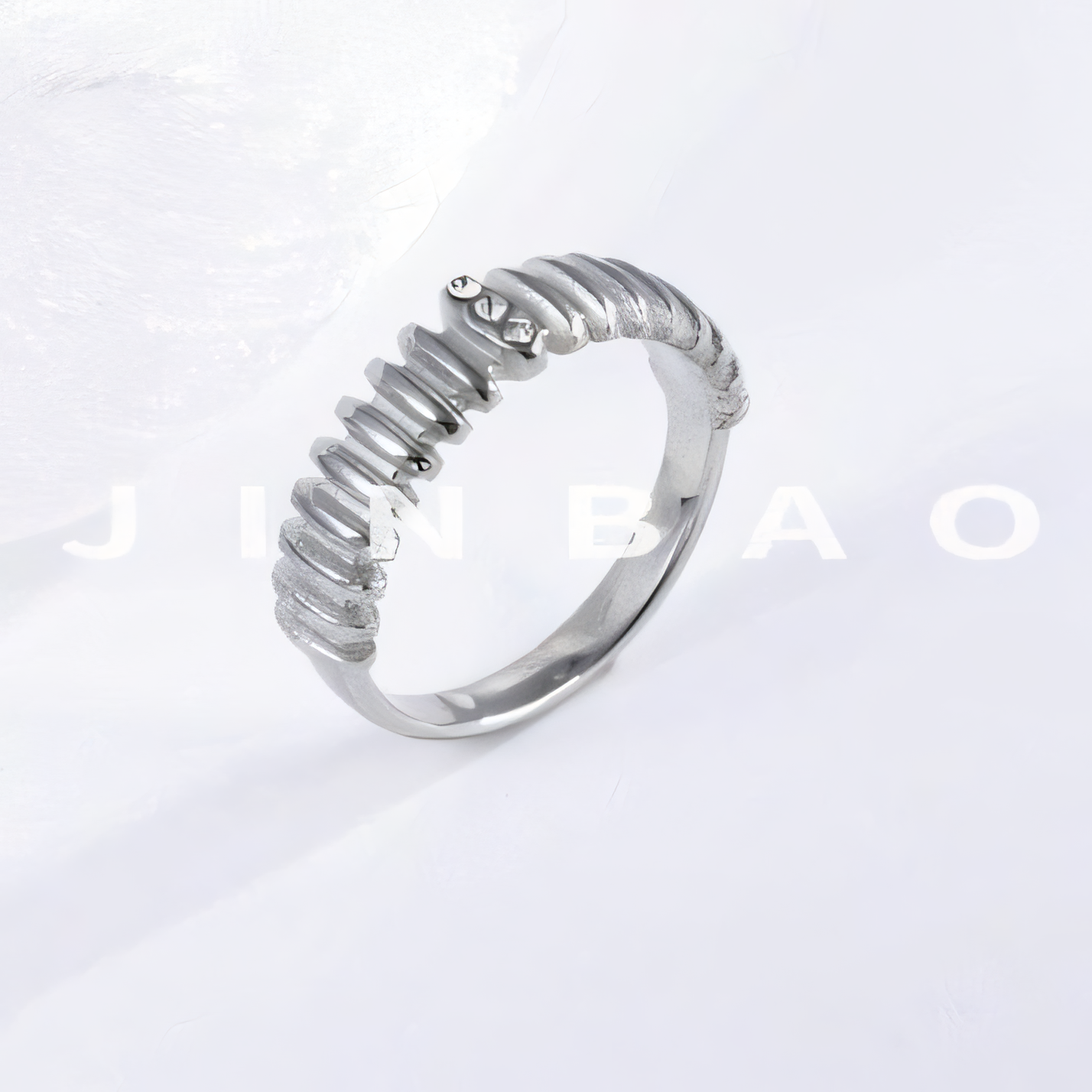 Stainless steel inlaid brick texture ring women's ring | N001500