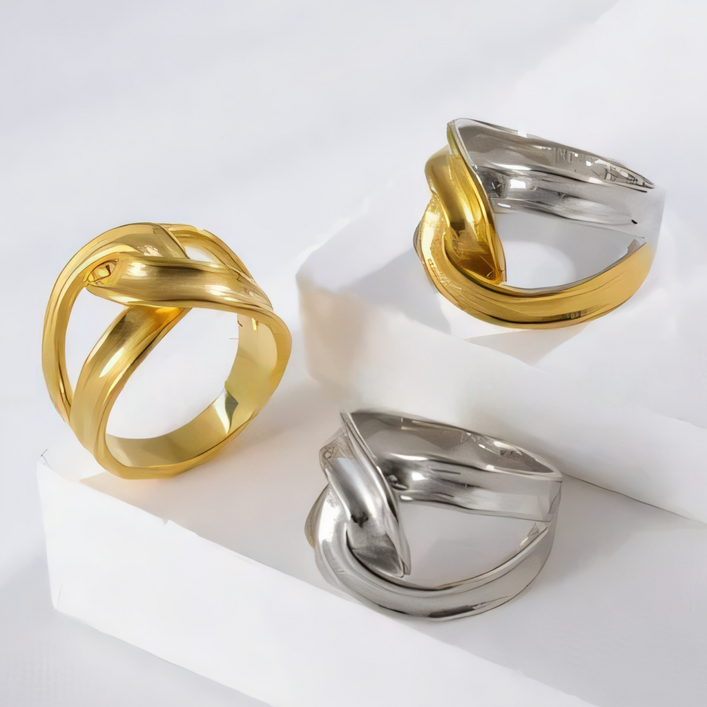 Modern Stainless Steel Cross Knot Ring Fashion Jewelry for Women | G003570