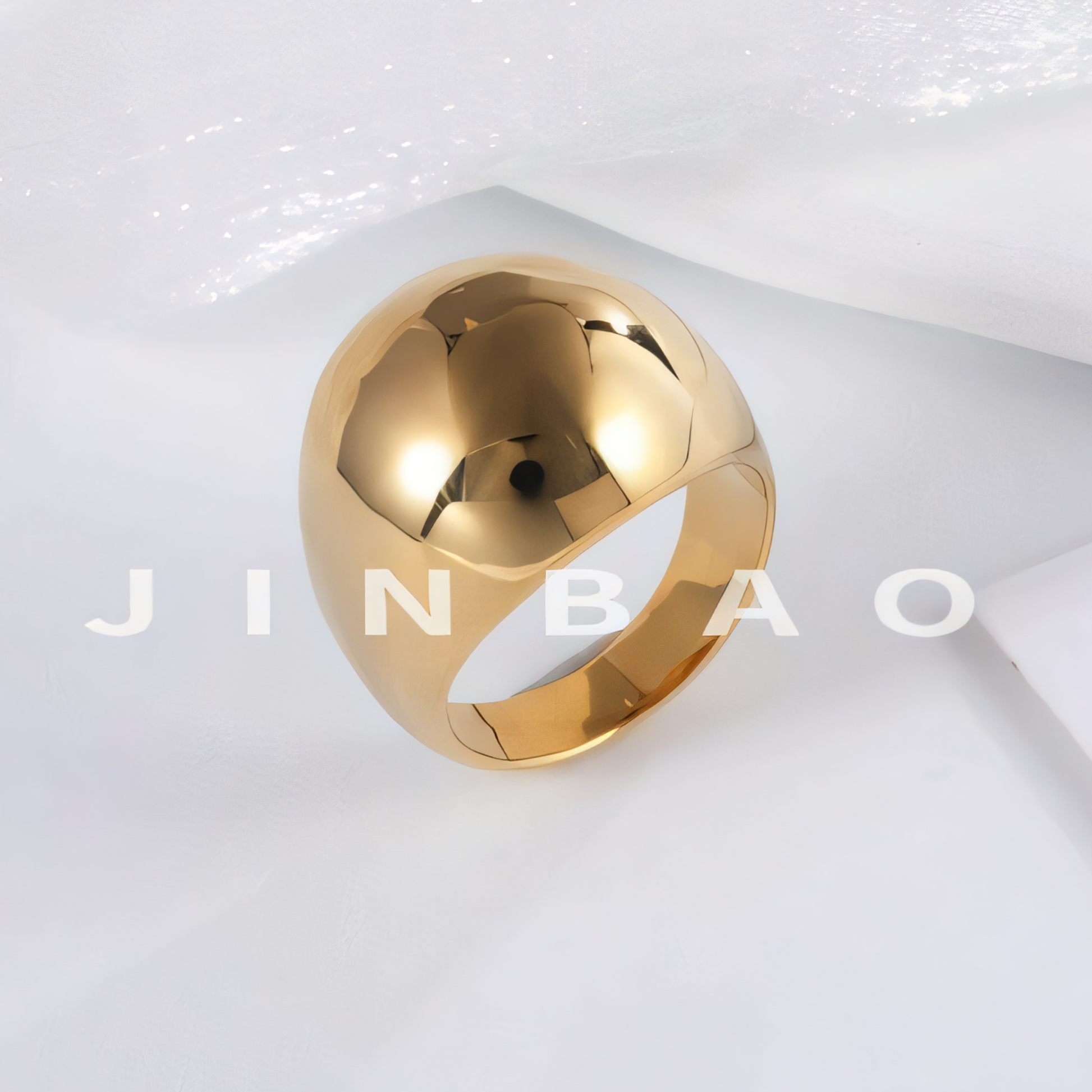 Modern Stainless Steel Dome Signet Ring Minimalist Band Fashion Jewelry for Women | ML084