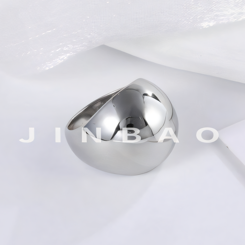 Modern Stainless Steel Dome Signet Ring Minimalist Band Fashion Jewelry for Women | ML084
