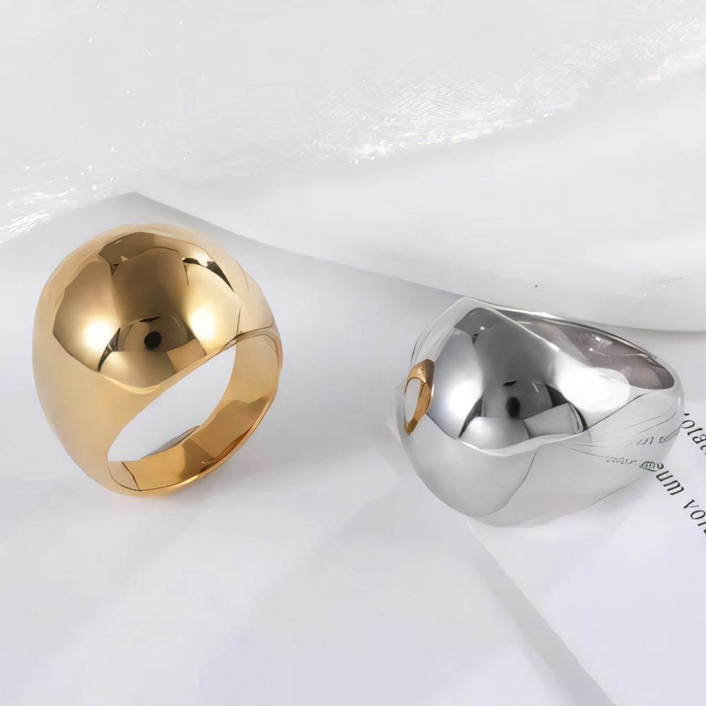 Modern Stainless Steel Dome Signet Ring Minimalist Band Fashion Jewelry for Women | ML084