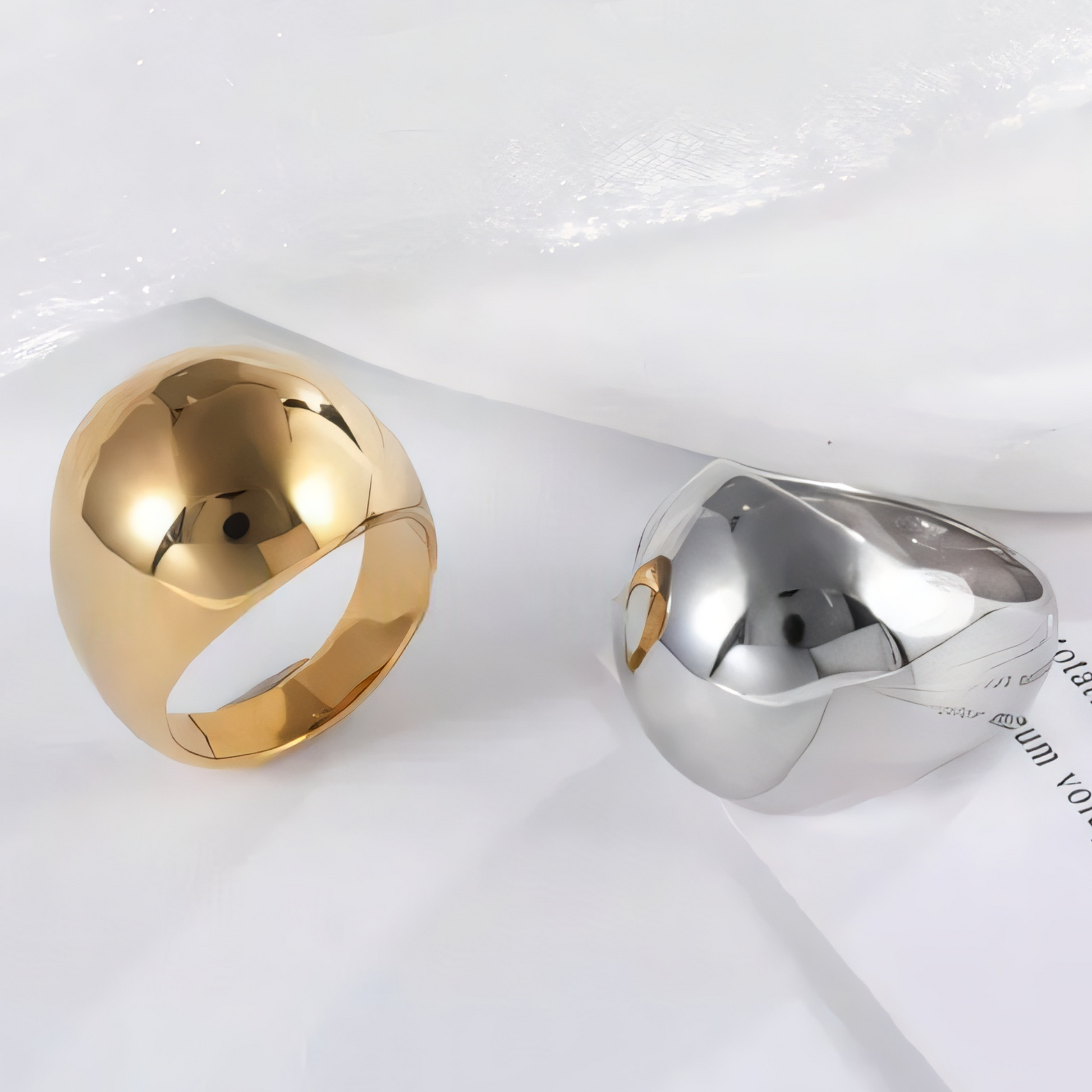 Modern Stainless Steel Dome Signet Ring Minimalist Band Fashion Jewelry for Women | ML084